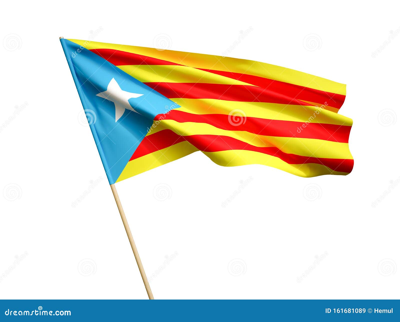 Waving Catalan Flag Isolated On White Background 3D Illustration Stock ...