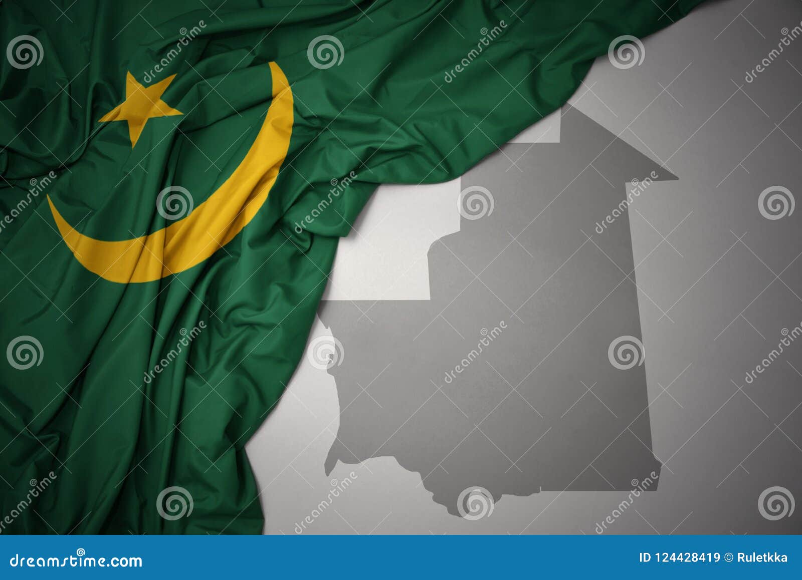 Waving Colorful National Flag And Map Of Mauritania Stock Illustration