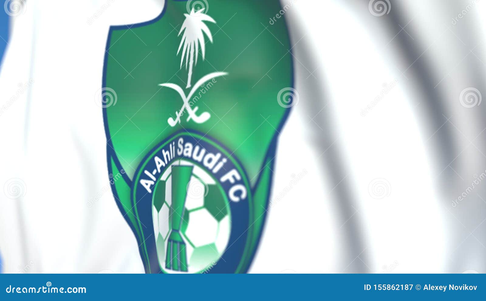 Waving Flag with Al-Ahli Saudi FC Football Club Logo, Close-up. Editorial  3D Rendering Editorial Photography - Illustration of logo, arena: 155862187