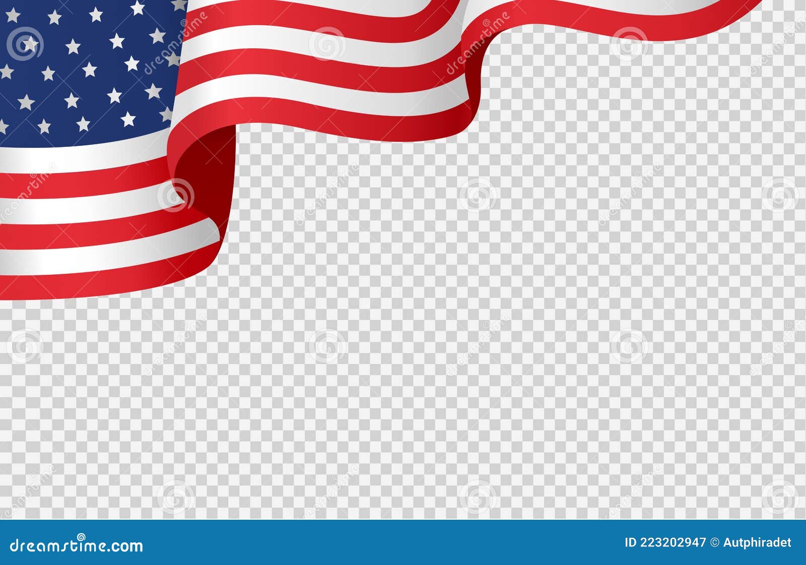 Waving Flag of American Isolated on Png or Transparent Background,Symbols  of USA , Template for Banner,card,advertising ,promote Stock Vector -  Illustration of poster, commercial: 223202947