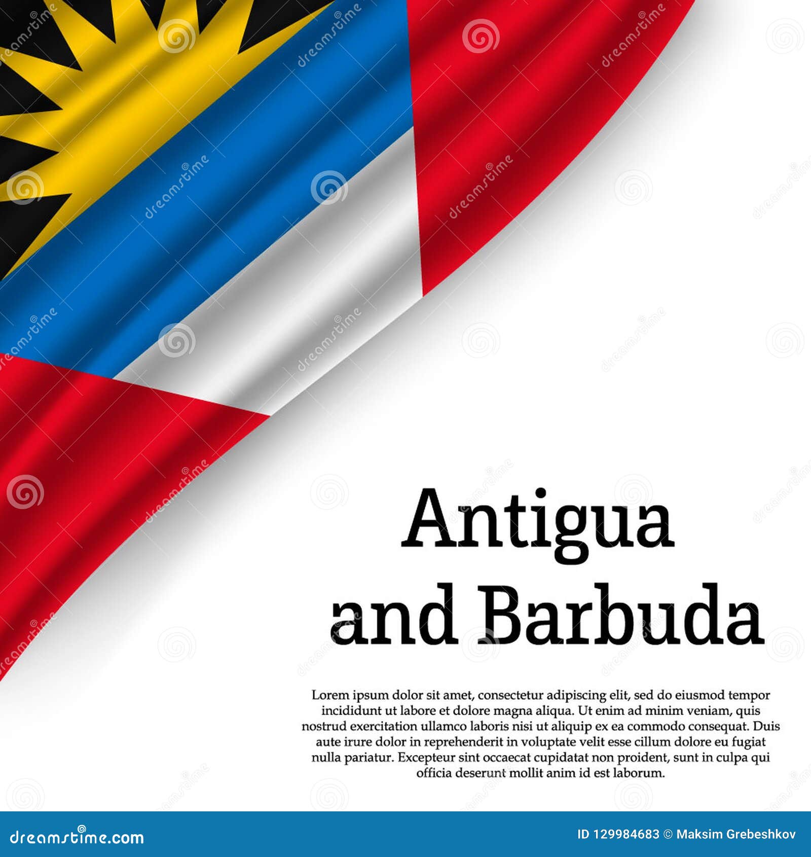 Download Waving Flag Of Antigua And Barbuda Stock Illustration ...