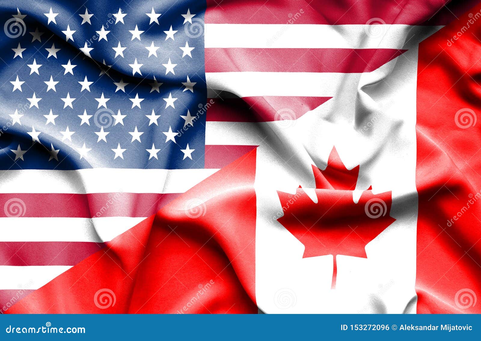 Waving Flag of Canada and USA Stock Illustration Illustration of
