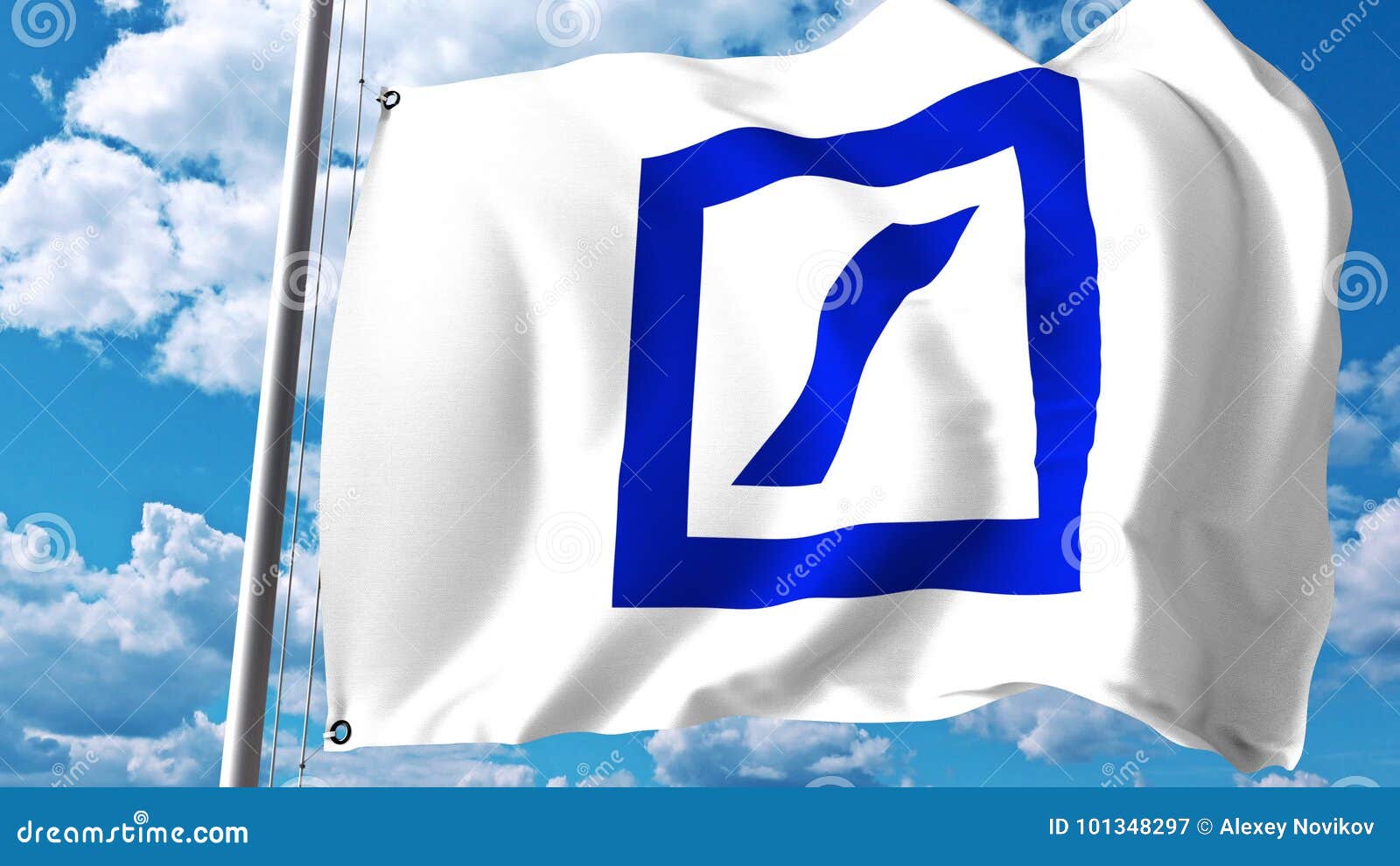 Waving Flag with Deutsche Bank Logo Against Clouds and Sky. Editorial 3D  Rendering Editorial Photography - Illustration of headquarters, business:  101348297