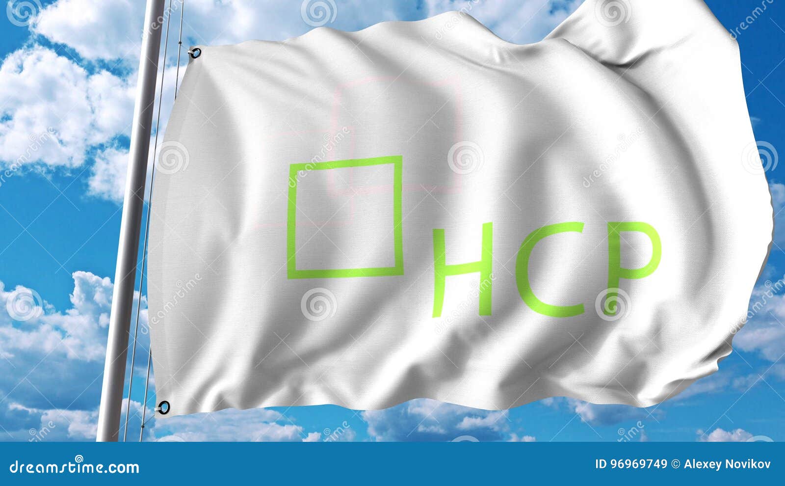 Waving Flag With Hcp Inc Logo Editoial 3d Rendering Editorial