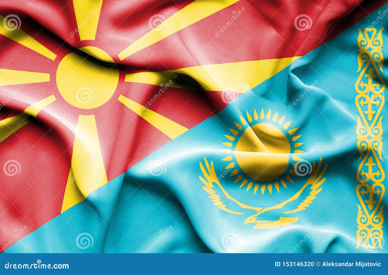 waving flag of kazakhstan and macedonia