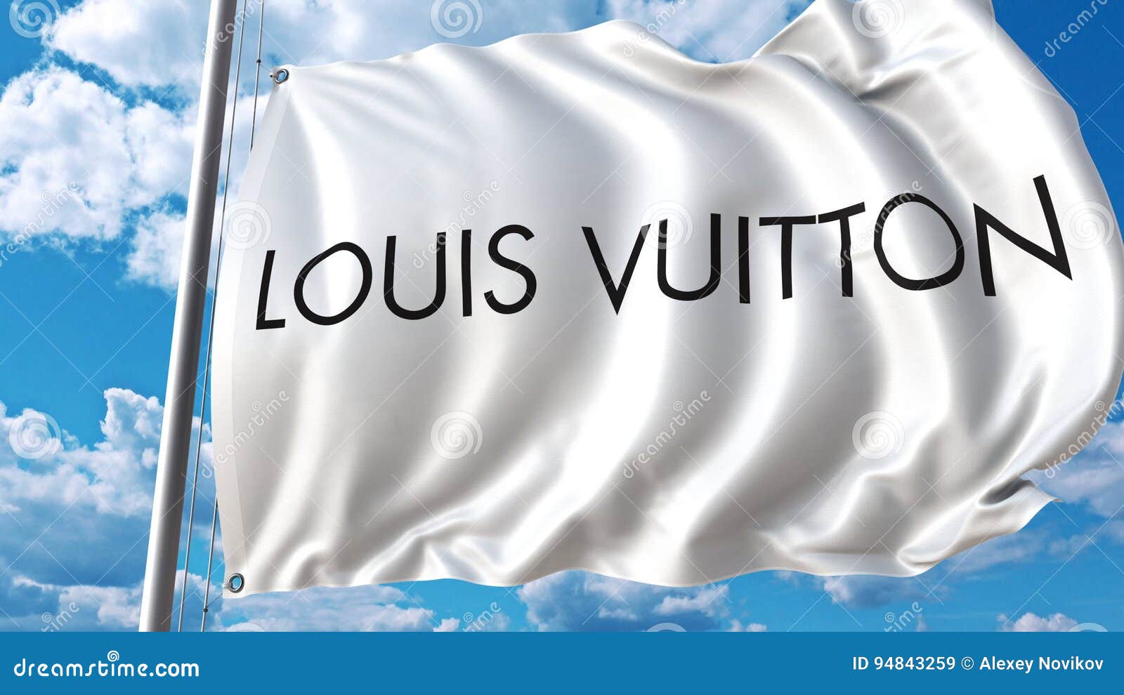 Waving Flag with Louis Vuitton Logo Against Sky and Clouds. Editorial 3D  Rendering Editorial Stock Image - Illustration of investment, waving:  94843259