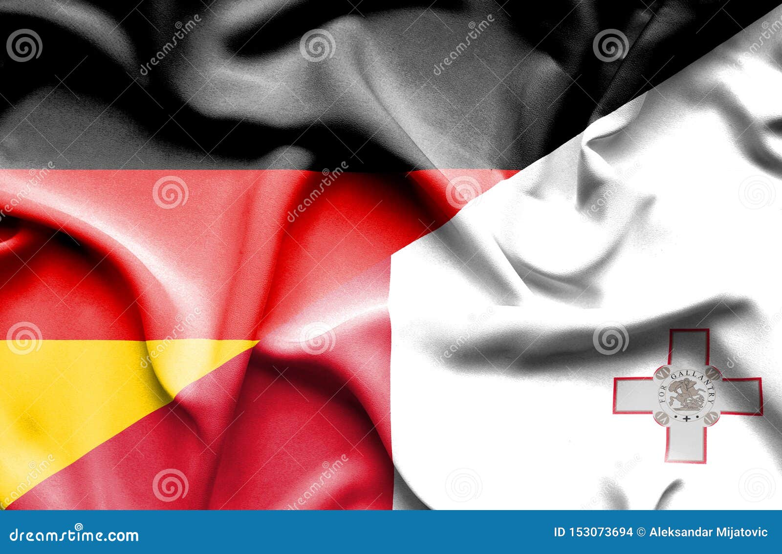 Waving Flag of Malta and Germany Stock Illustration Illustration of
