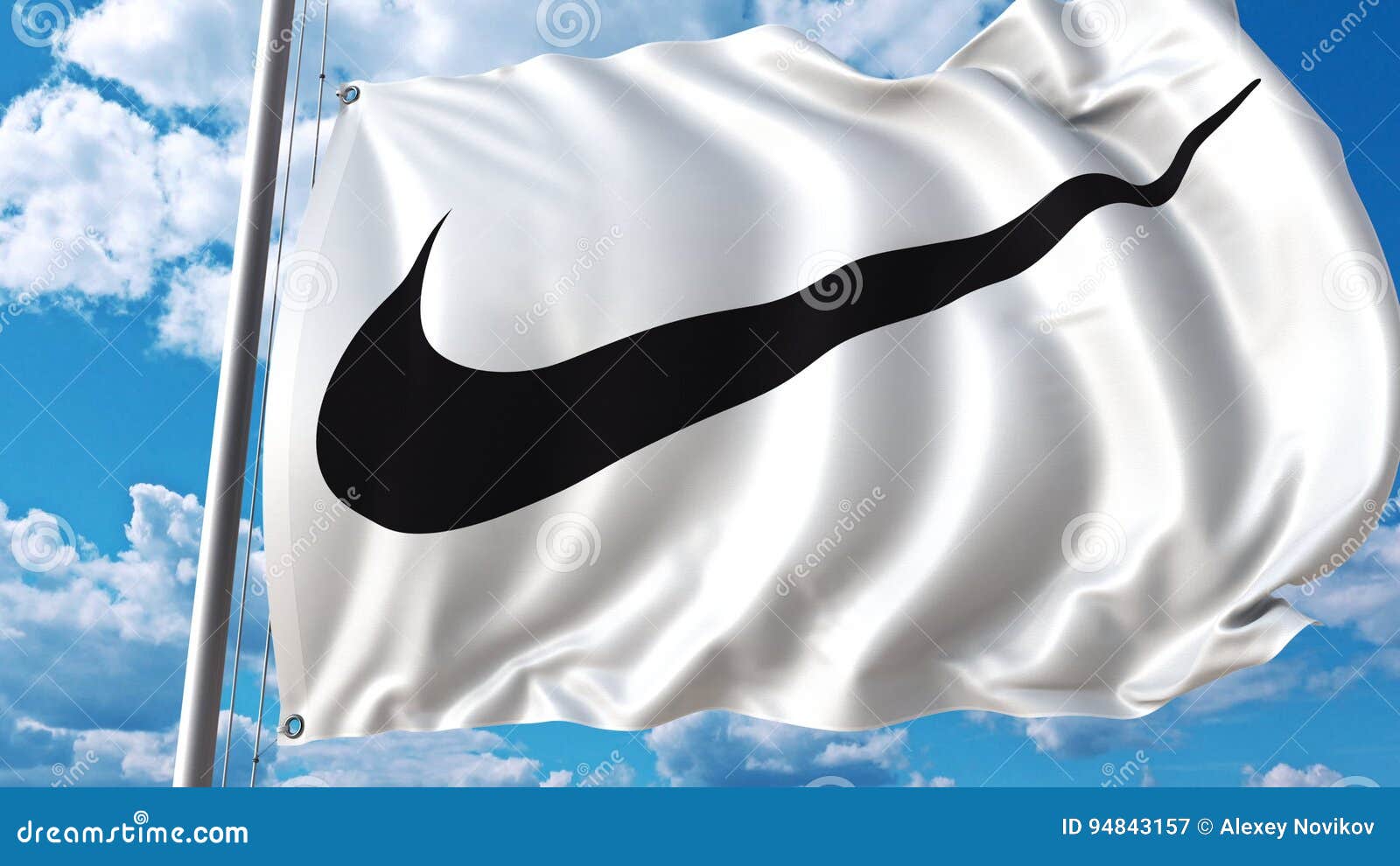 espacio trabajo duro tema Waving Flag with Nike Logo Against Sky and Clouds. Editorial 3D Rendering  Editorial Photography - Illustration of pole, invest: 94843157