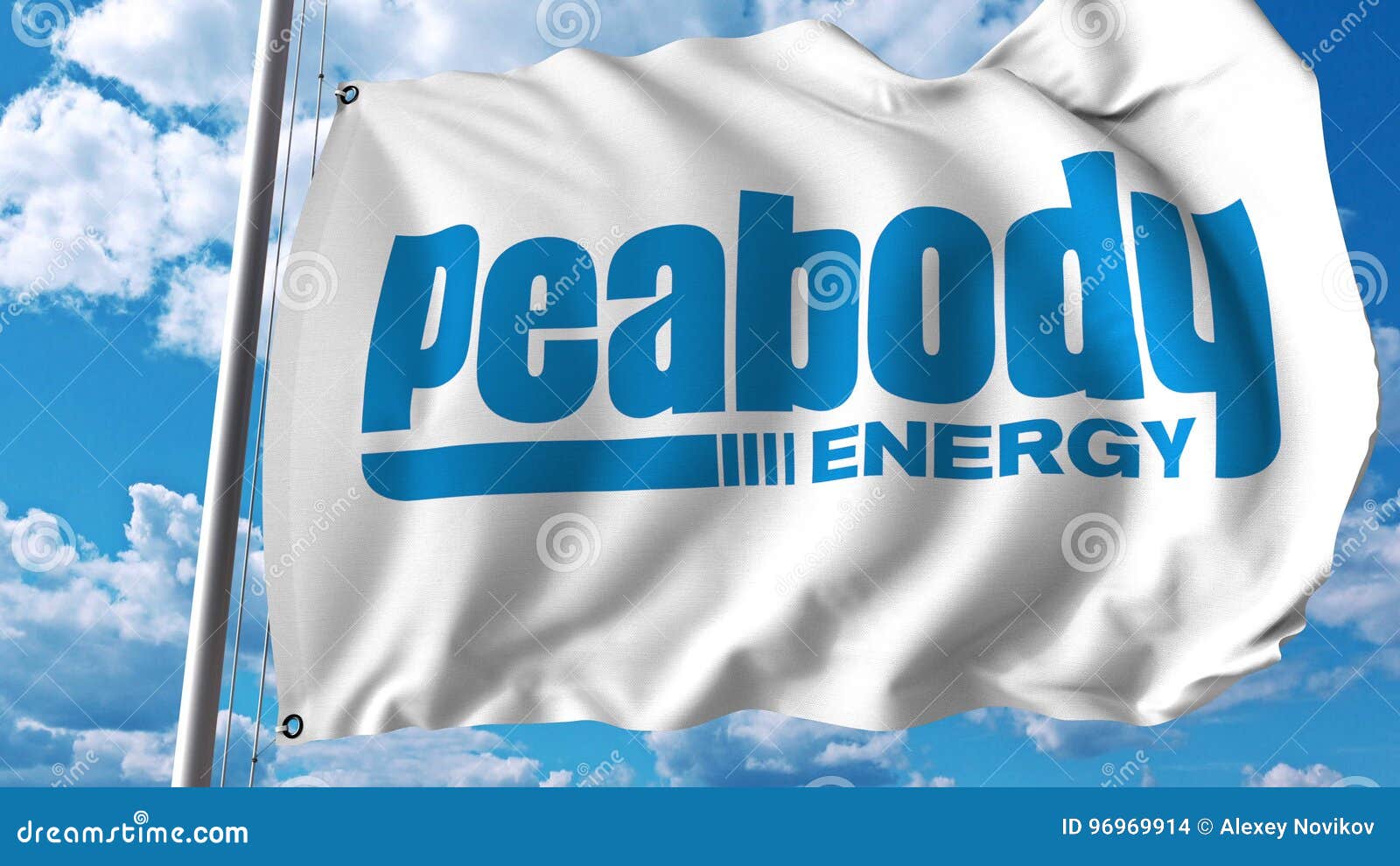 Waving Flag with Peabody Energy Logo. Editoial 3D Rendering Editorial