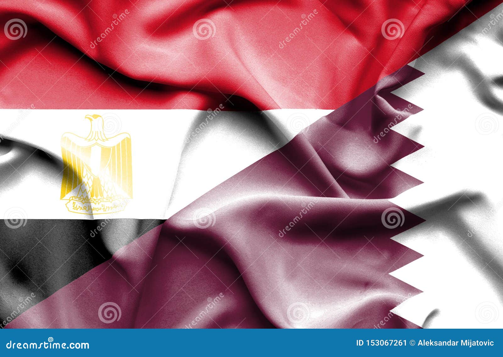 Waving Flag of Qatar and Egypt Stock Image Image of cooperation, land