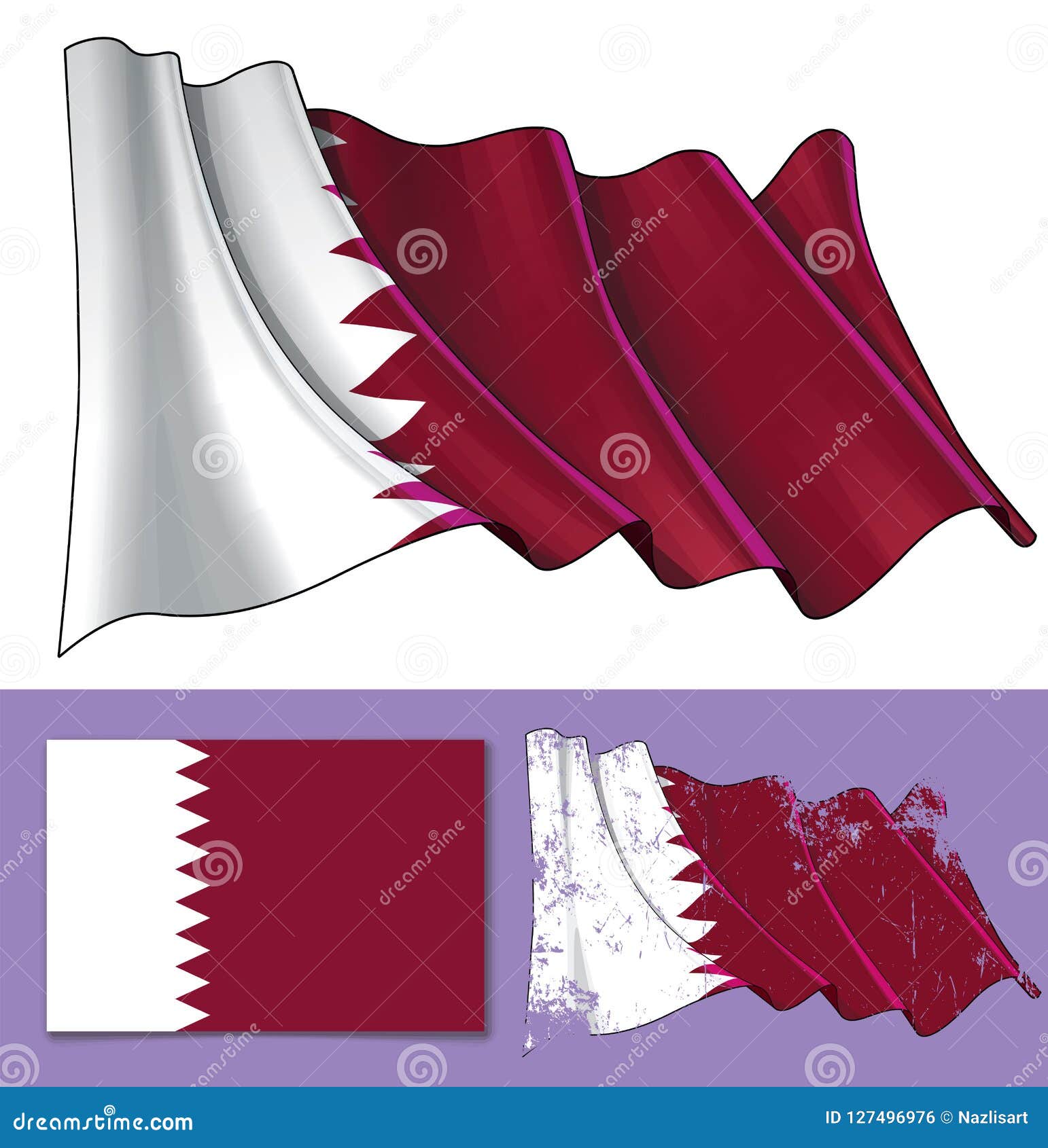 Download Waving Flag of Qatar stock vector. Illustration of qatar ...