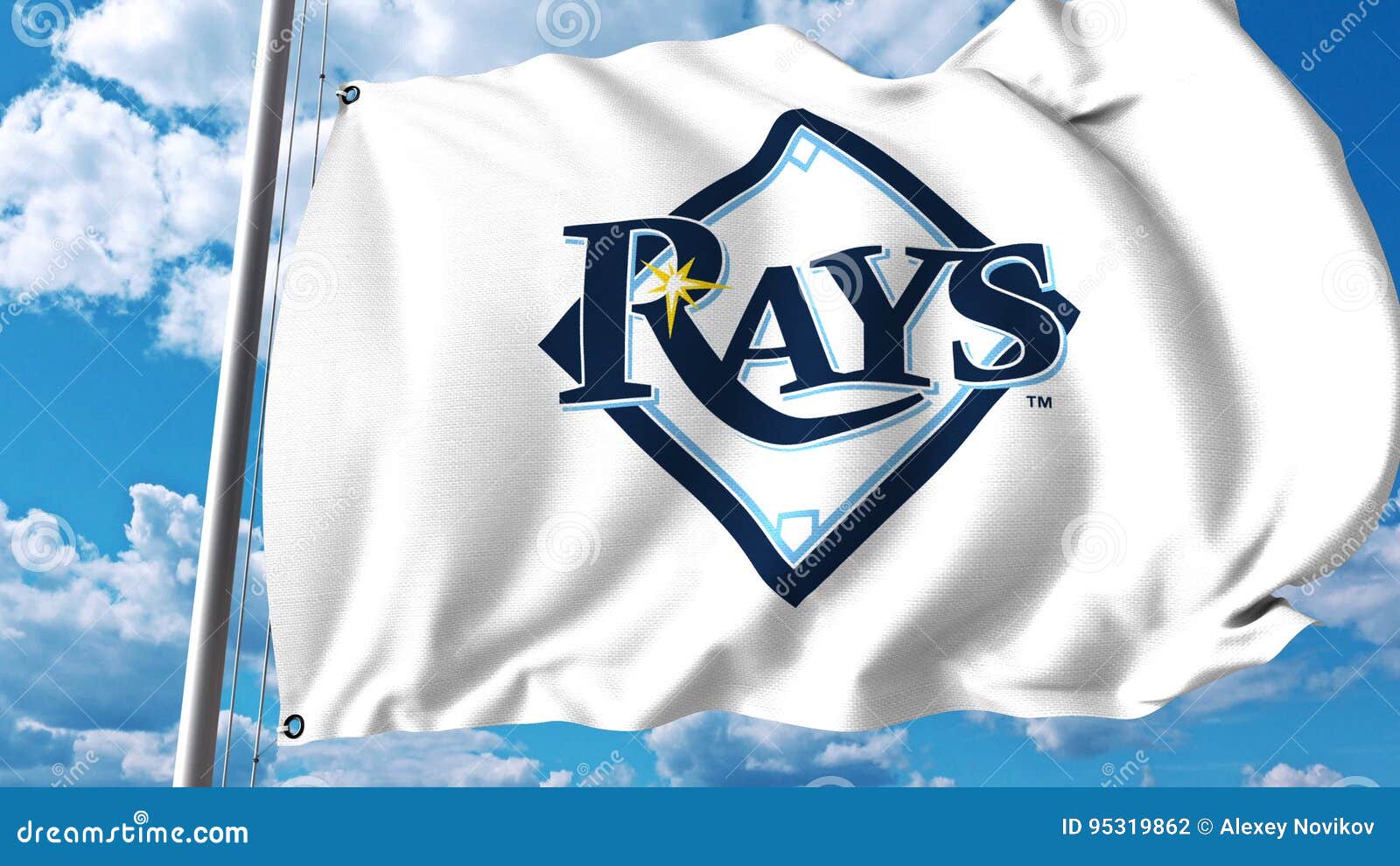 Waving Flag with Tampa Bay Rays Professional Team Logo. Editorial 3D  Rendering Editorial Photography - Illustration of graphics, stadium:  95319862