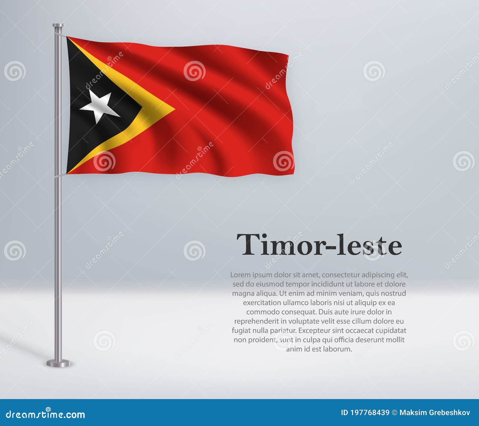 waving flag of timor-leste on flagpole. template for independenc