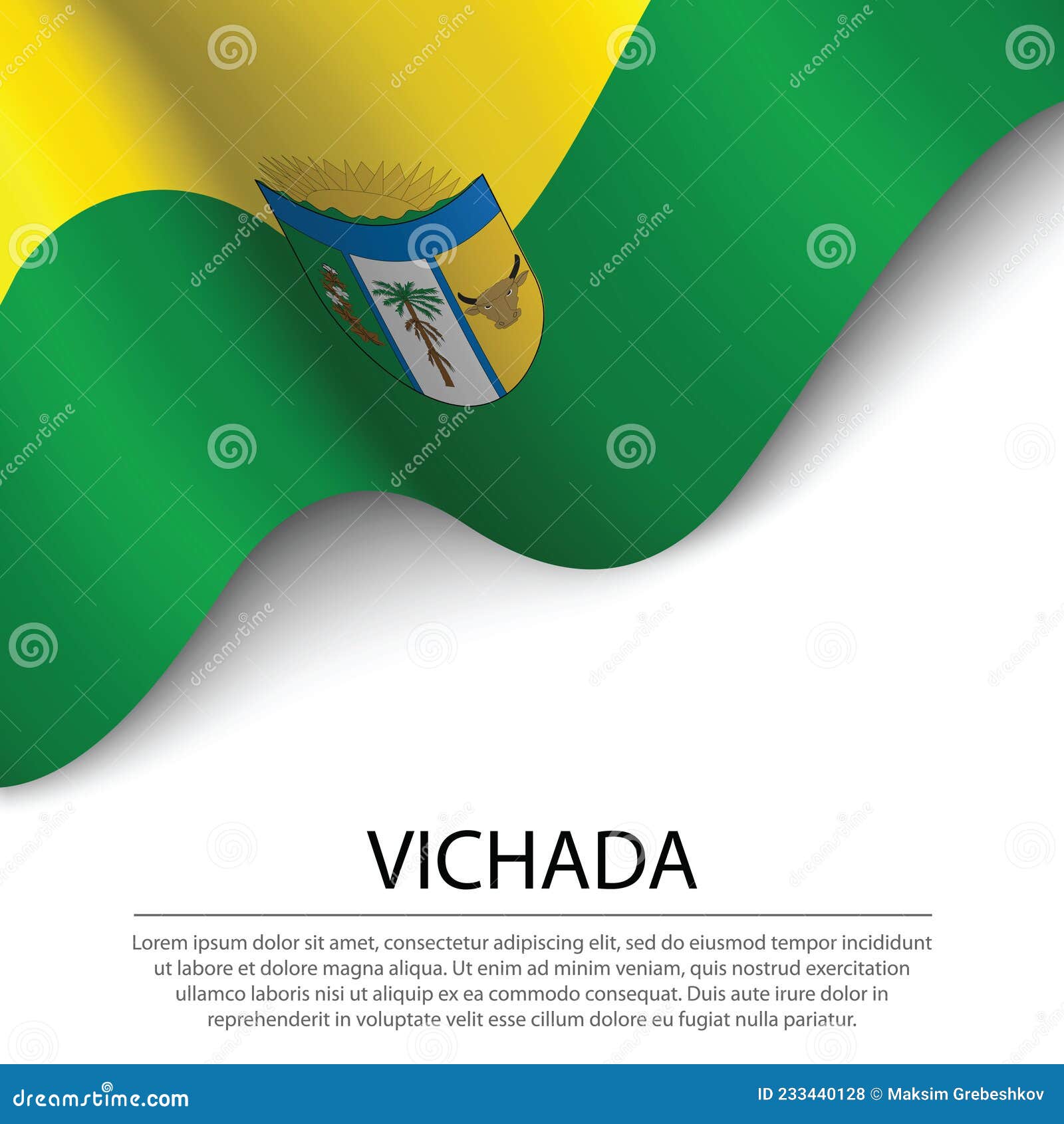 waving flag of vichada is a region of colombia on white backgrou