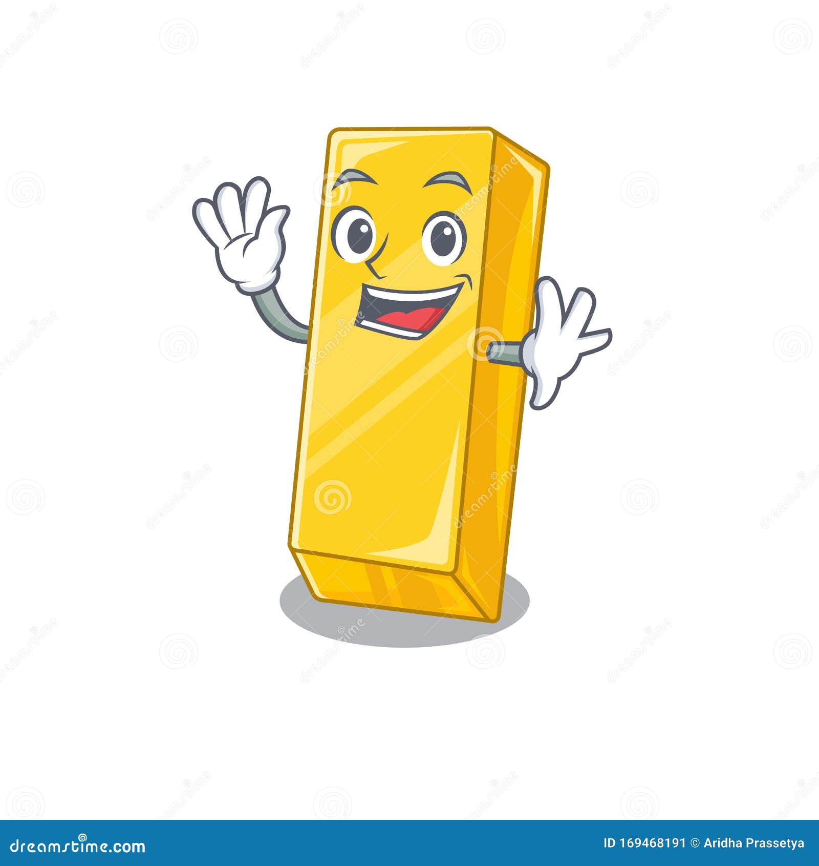 Waving Friendly Gold Bar Cartoon Character Design Stock Vector -  Illustration of metal, hand: 169468191