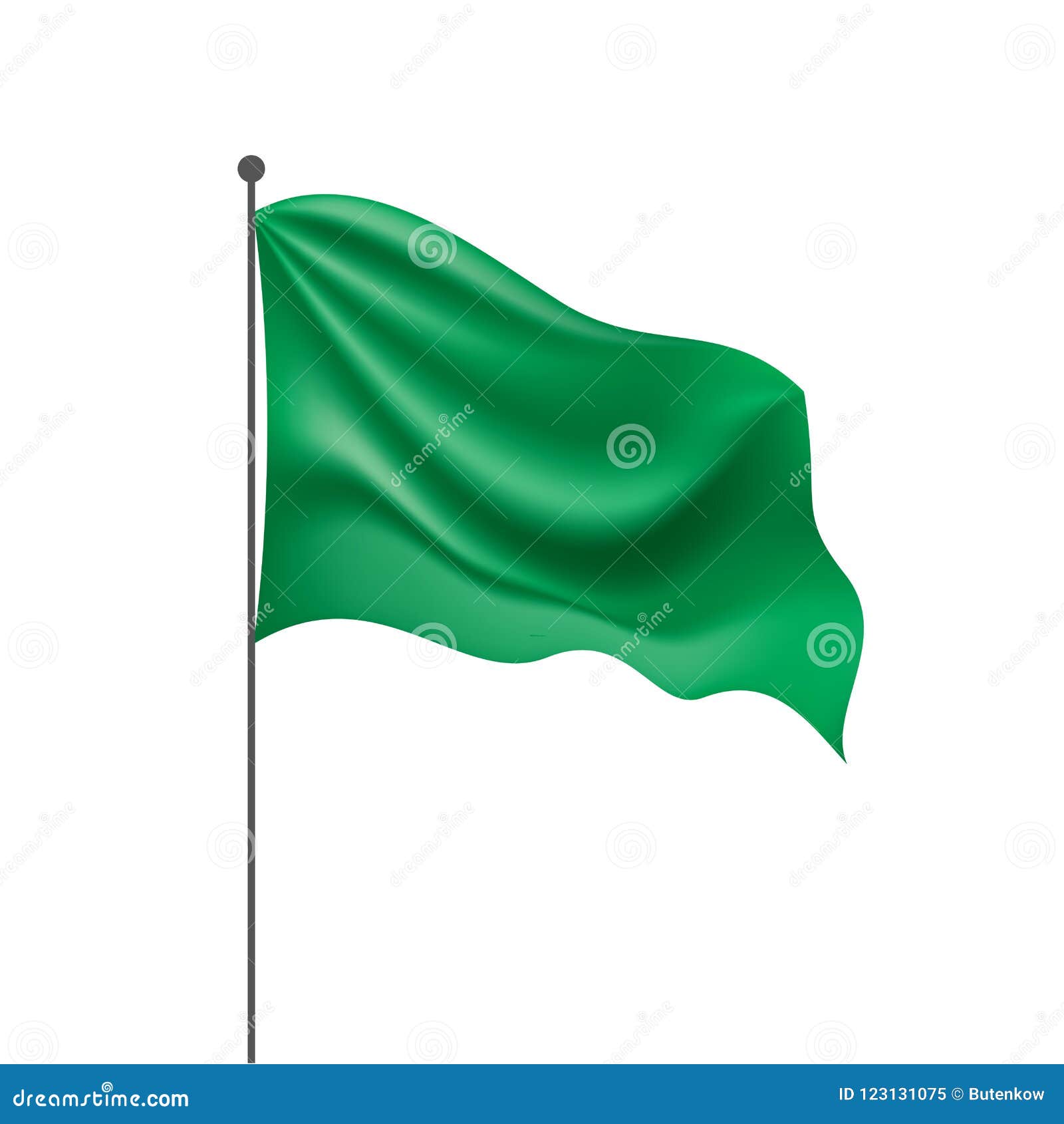 Waving the Green Flag on a White Background Stock Vector Illustration