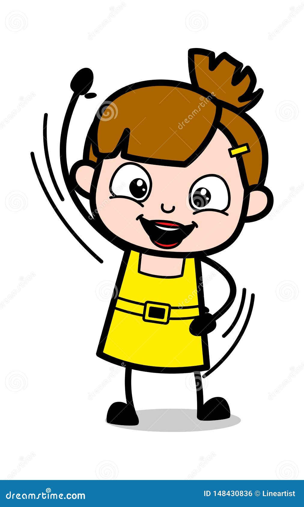 Waving Hands - Cute Girl Cartoon Character Vector Illustration Stock  Illustration - Illustration of kids, excercise: 148430836
