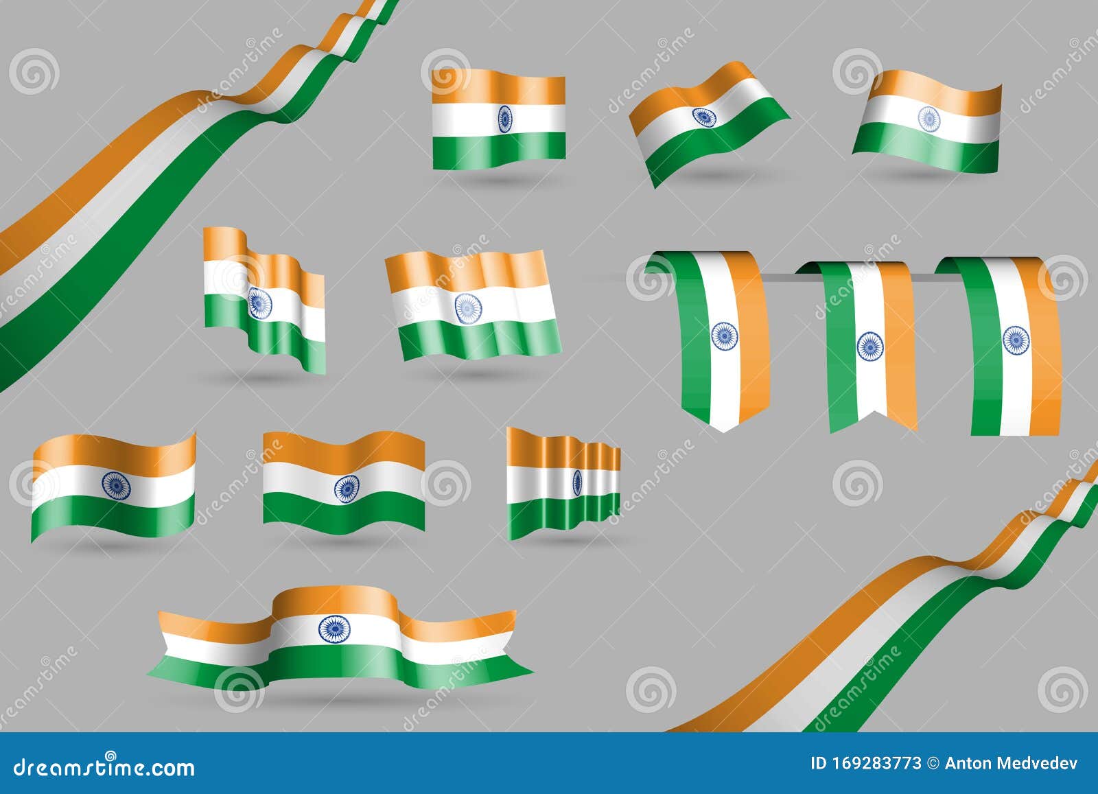 Banners En 3 Bladwijzers in De Van De Vlag - Oranje, Groen, Wit, Veel 9 Vlaggen - Voor Mem Vector Illustratie - Illustration of indië, sinaasappel: 169283773