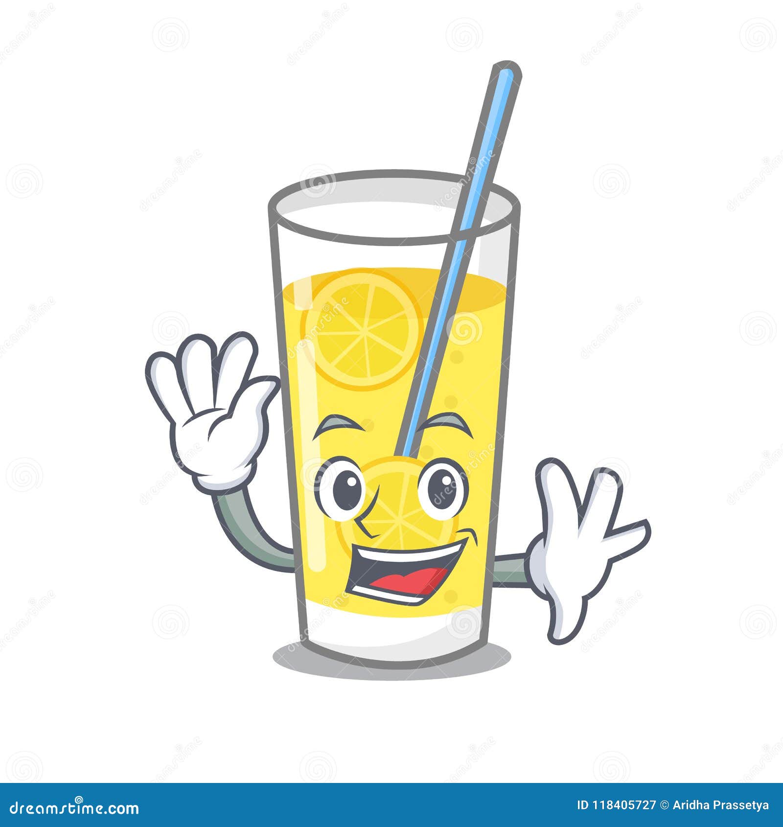 Waving Lemonade Character Cartoon Style Stock Vector Illustration of
