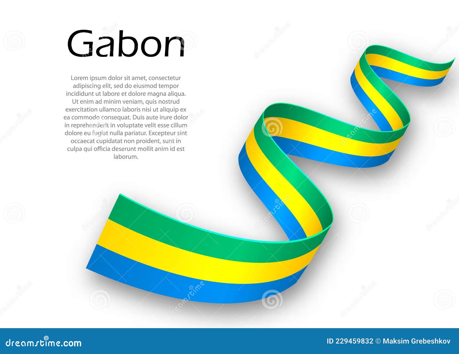 Waving Ribbon or Banner with Flag of Gabon. Template for Indepen Stock ...