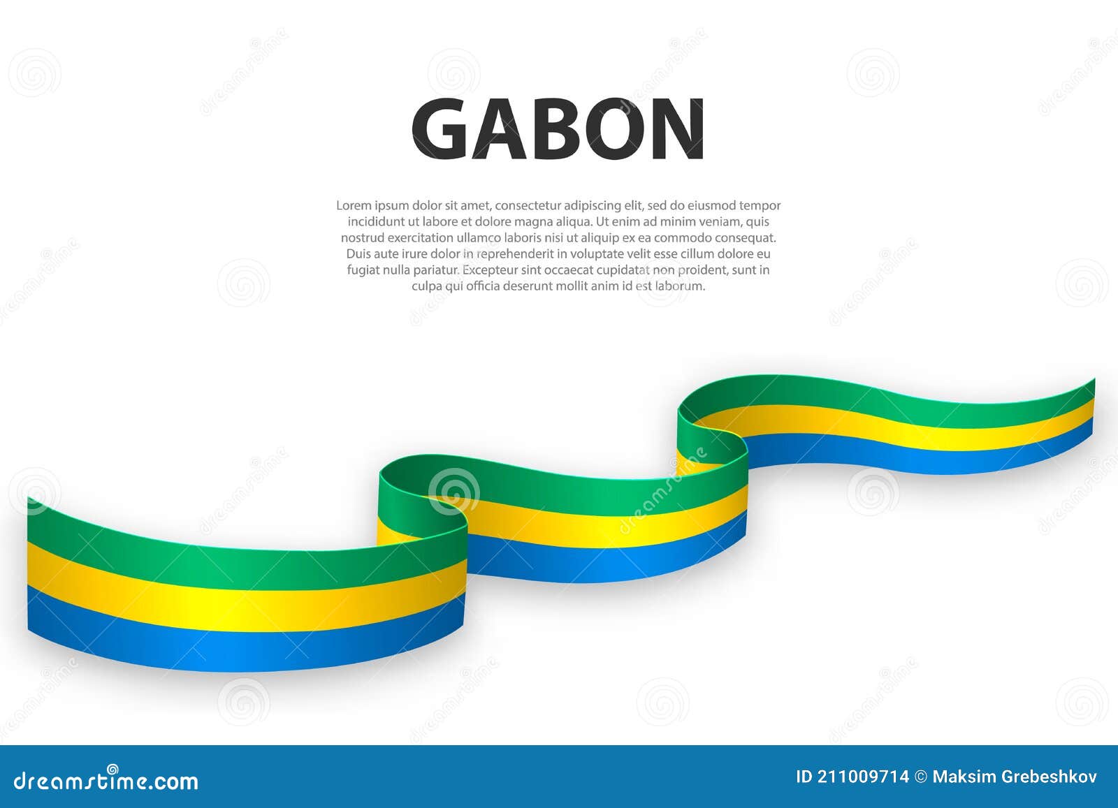 Waving Ribbon or Banner with Flag of Gabon Stock Vector - Illustration ...