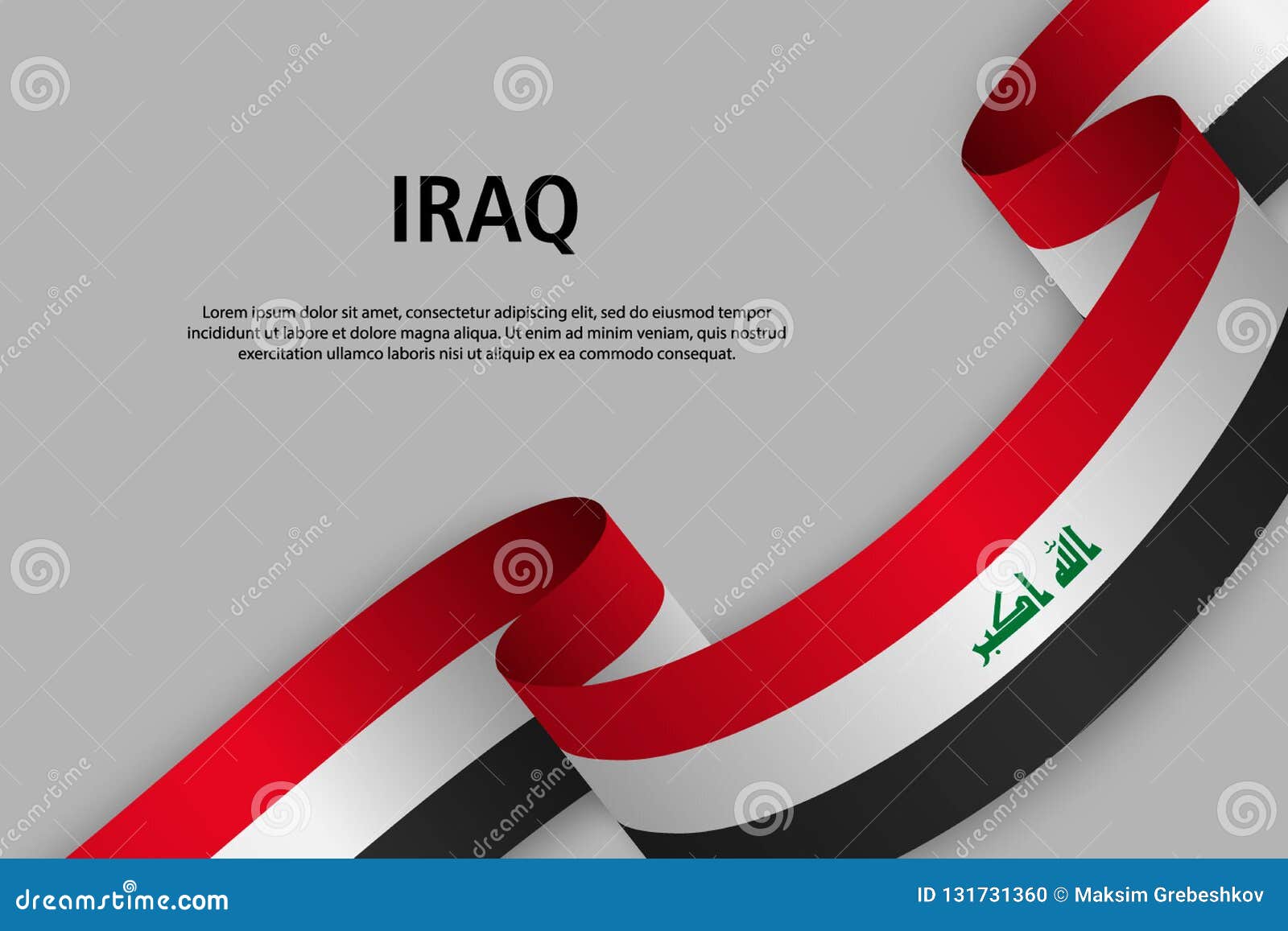waving ribbon with flag of iraq,