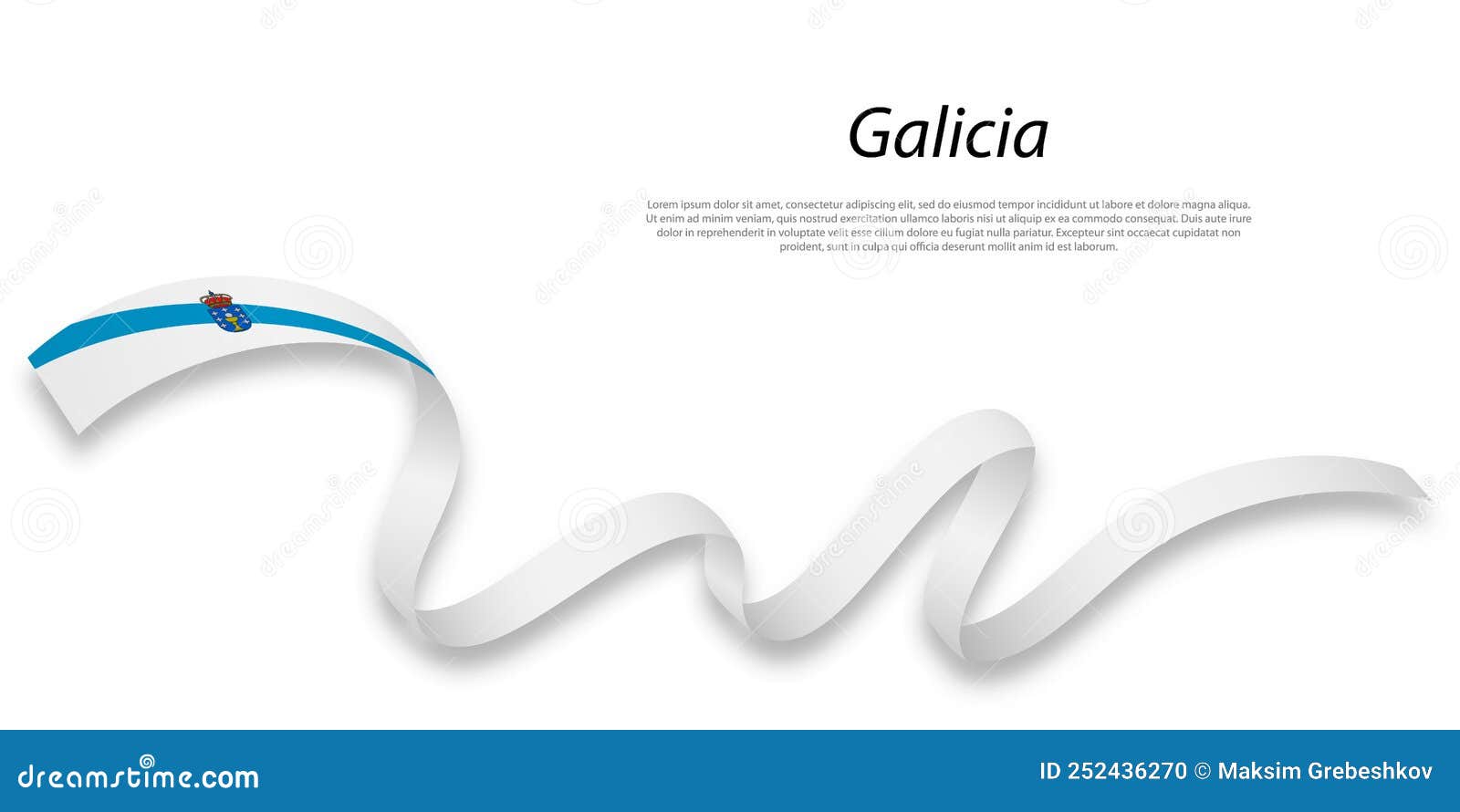 waving ribbon or stripe with flag of galicia