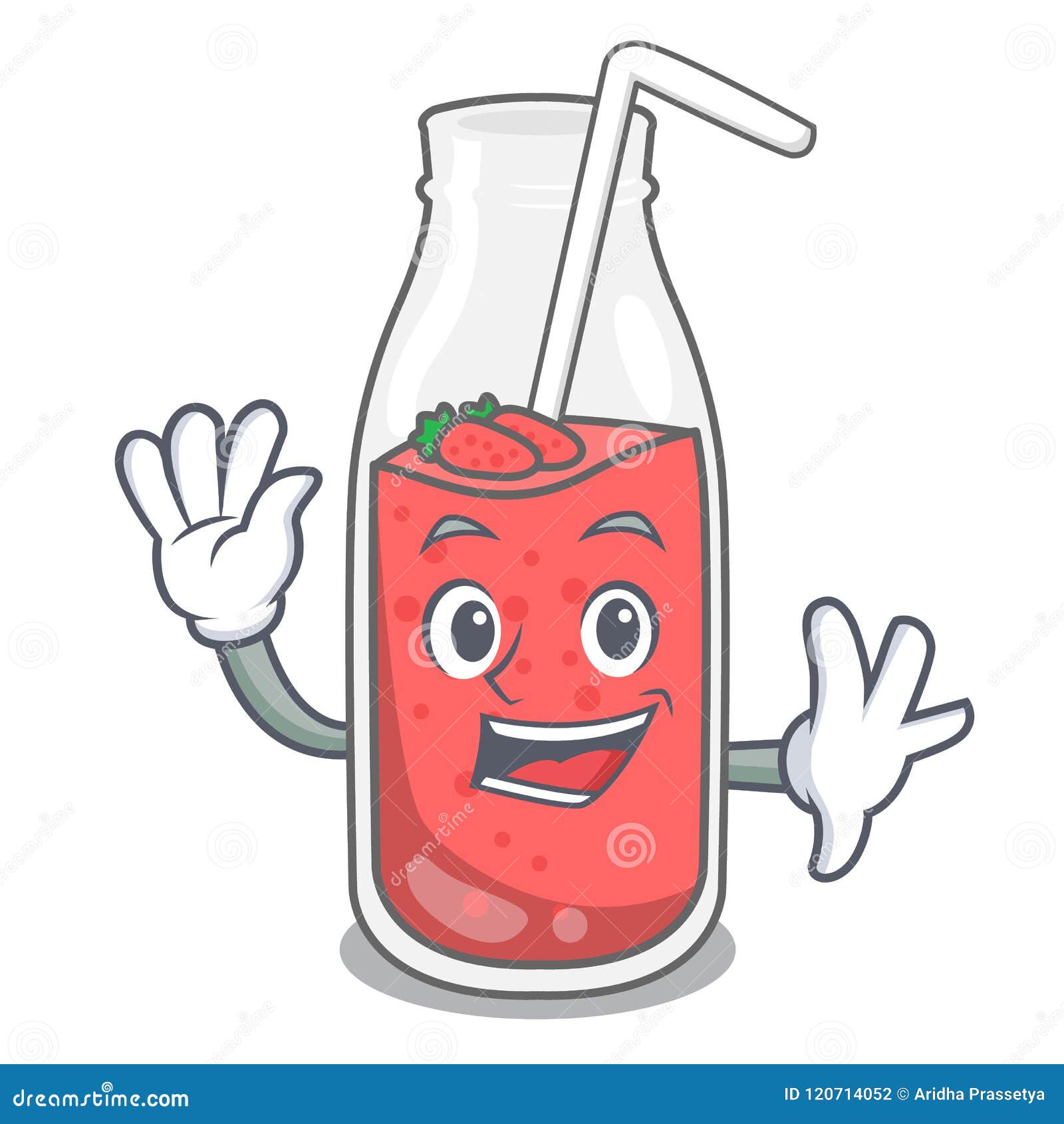 Waving Strawberry Smoothie Character Cartoon Stock Vector ...