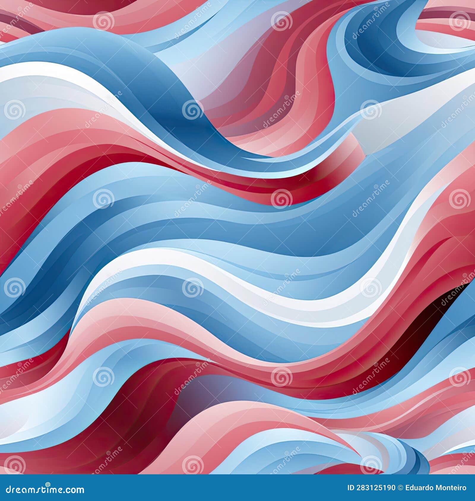 Wavy Background with Red, White, and Blue Lines (tiled) Stock