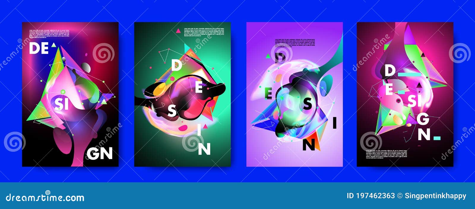 wavy colorful marble background set. trendy gradient s composition