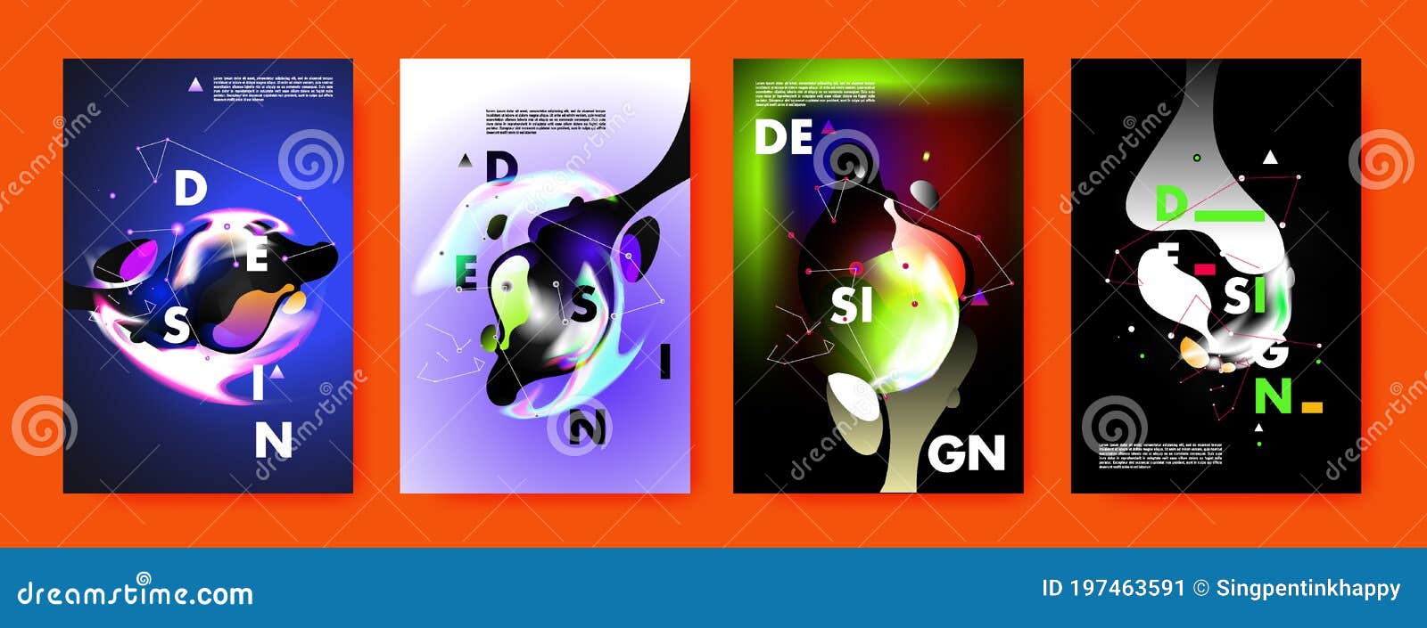 wavy colorful marble background set. trendy gradient s composition