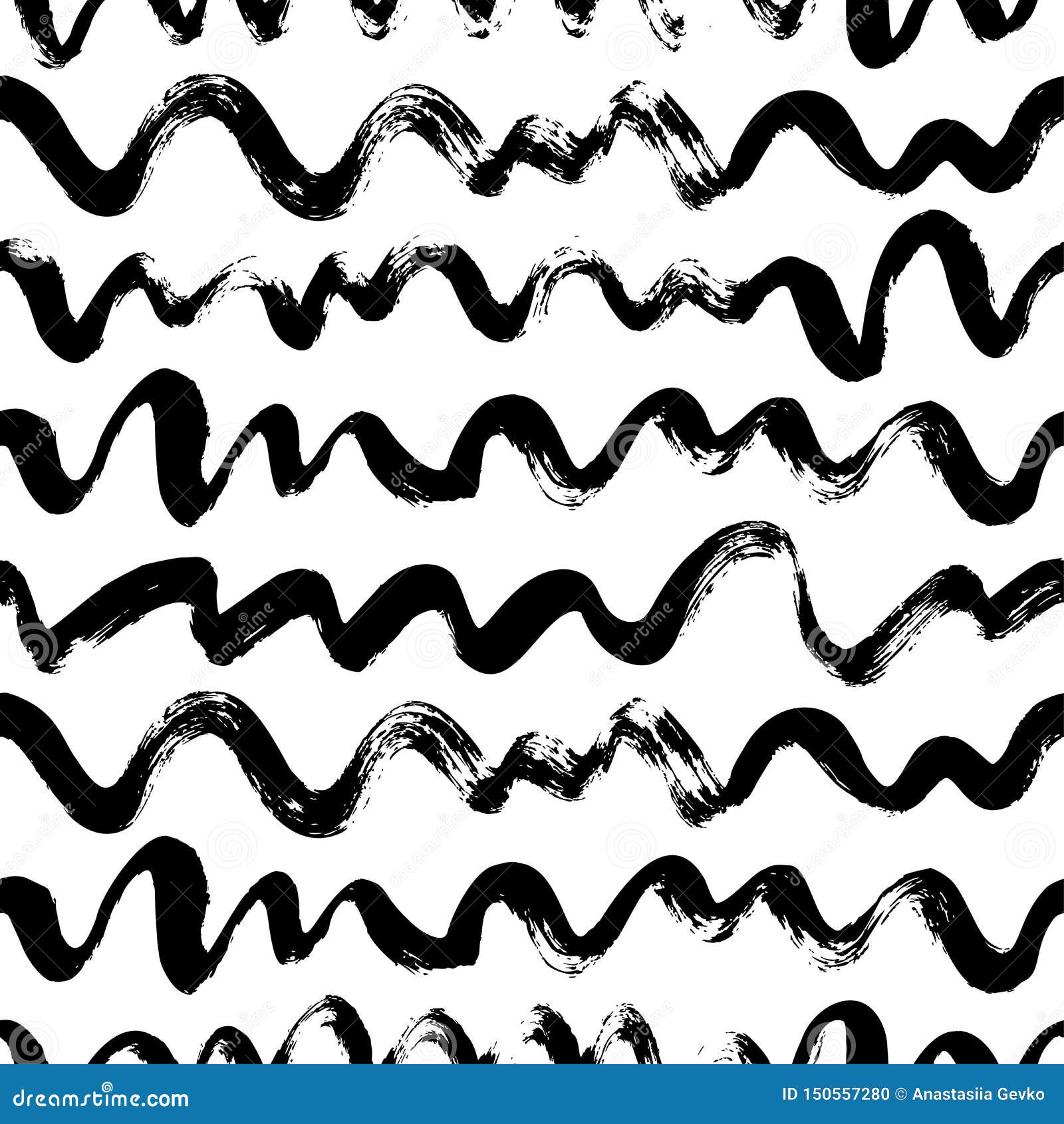 Wavy Lines Hand Drawn Seamless Pattern Stock Vector Illustration Of Paper Curly 150557280