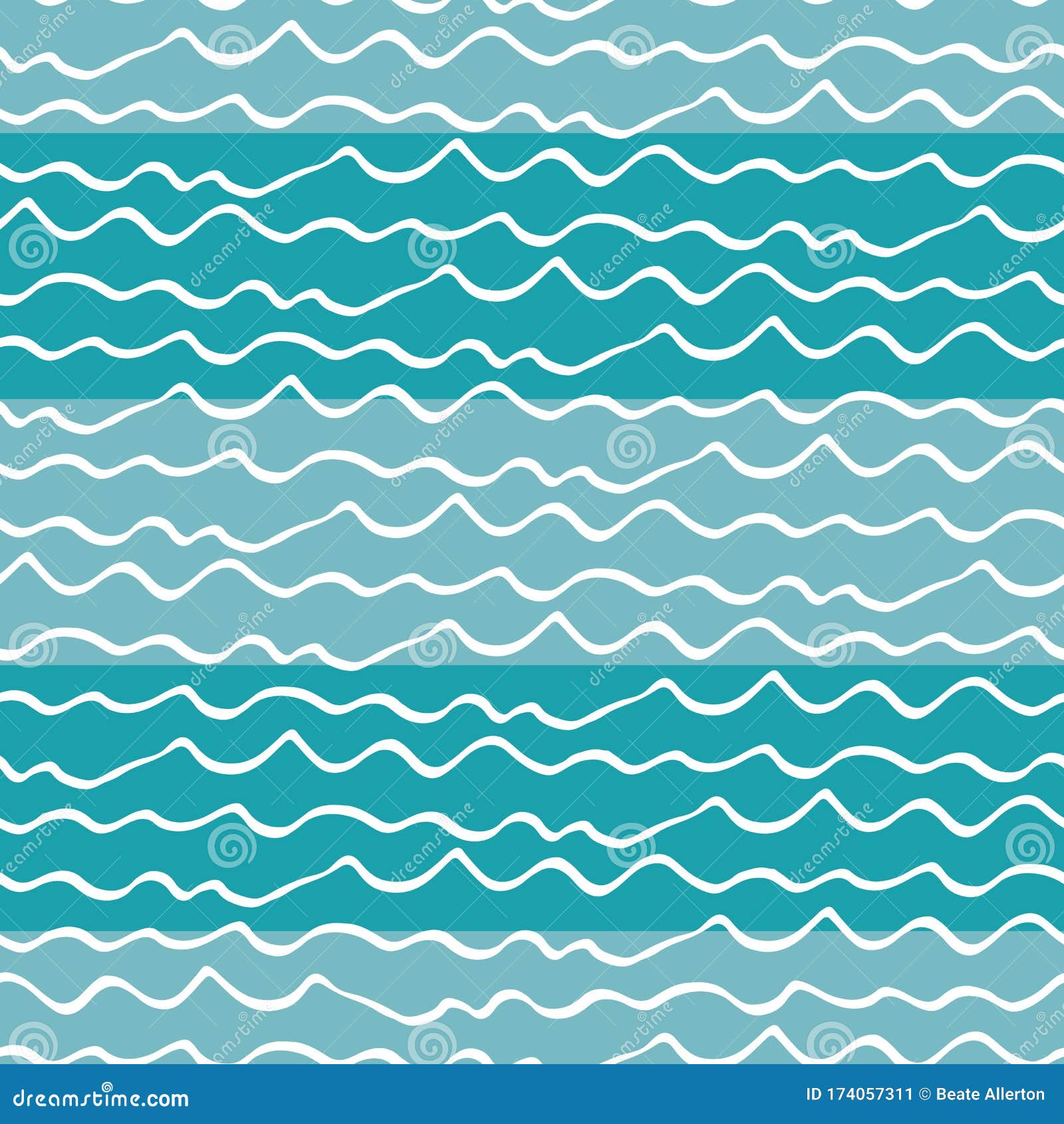 Handdrawn line of a sea wave. Abstract wave drawn with a