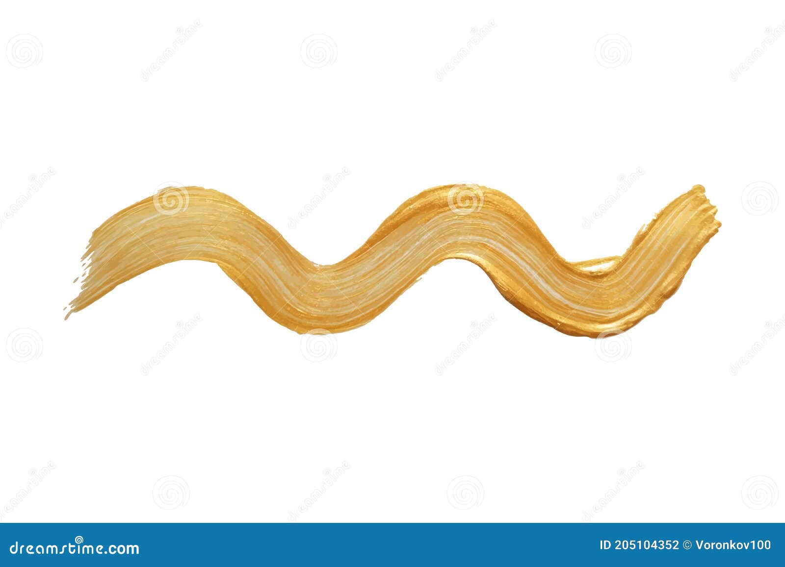 A Wavy Smear of Gold Paint, Brush. Vector Design Element, Overlay Stock
