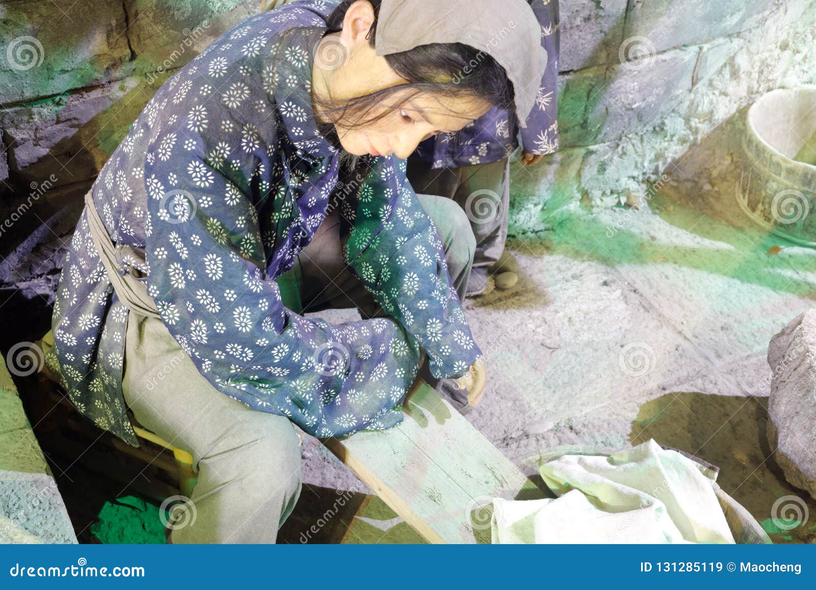 Wax Figure of Woman Washing Clothes, Adobe Rgb Editorial Stock Image