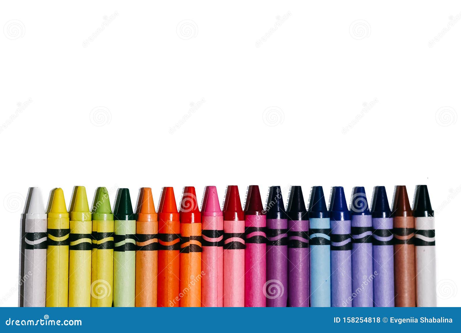 Wax Multicolored Crayons Isolated on White Background Stock Photo