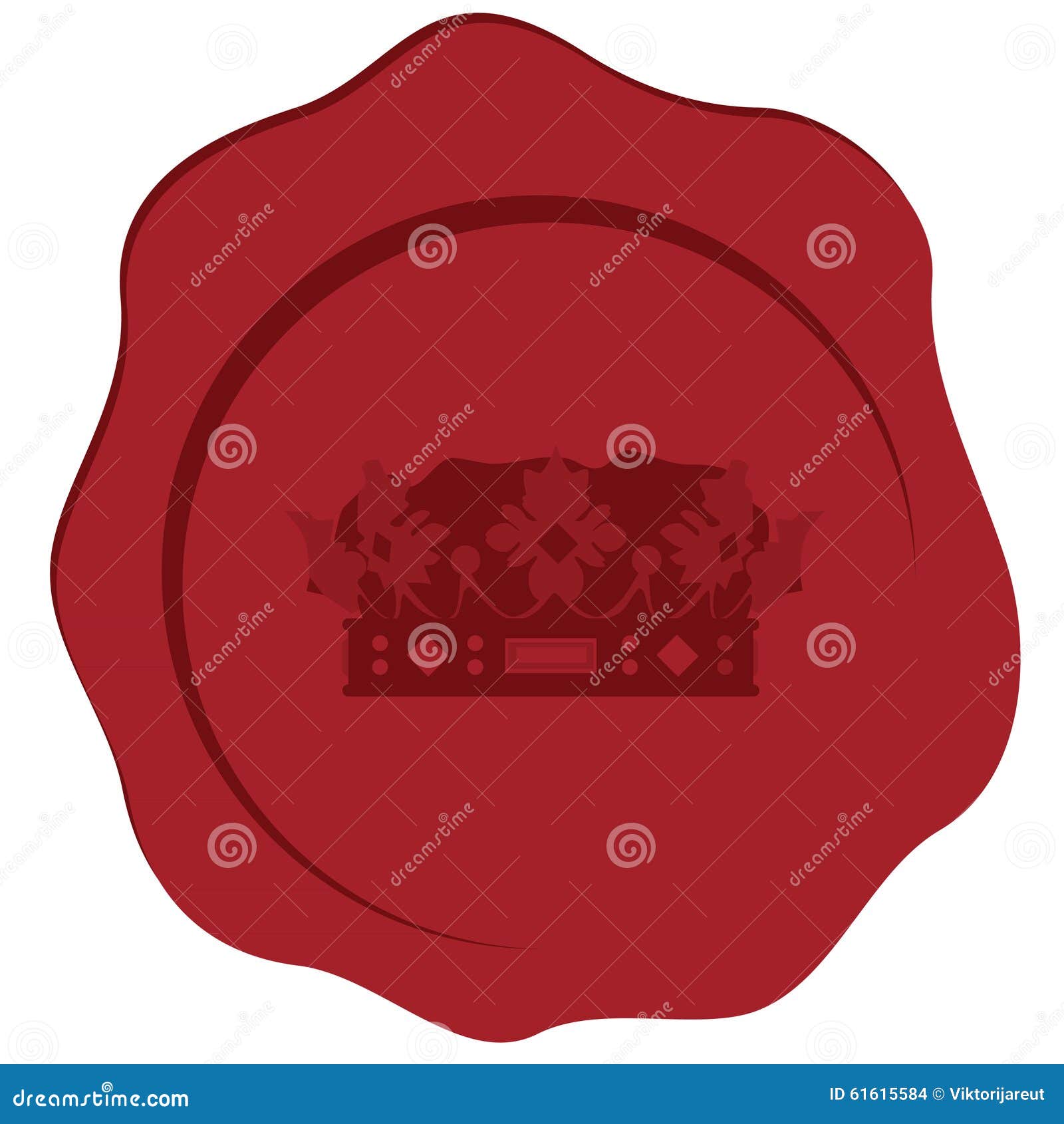 Seal Candle Stamp. Red Ribbons With Original Waxing Rubber Vintage