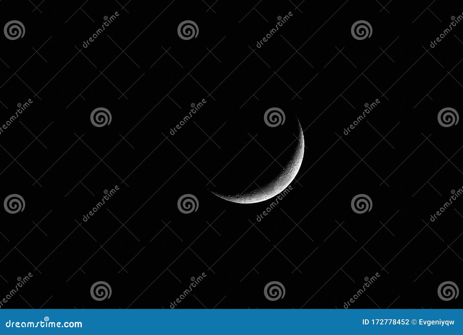Waxing Crescent. Young Moon on Black Background Stock Photo Image of