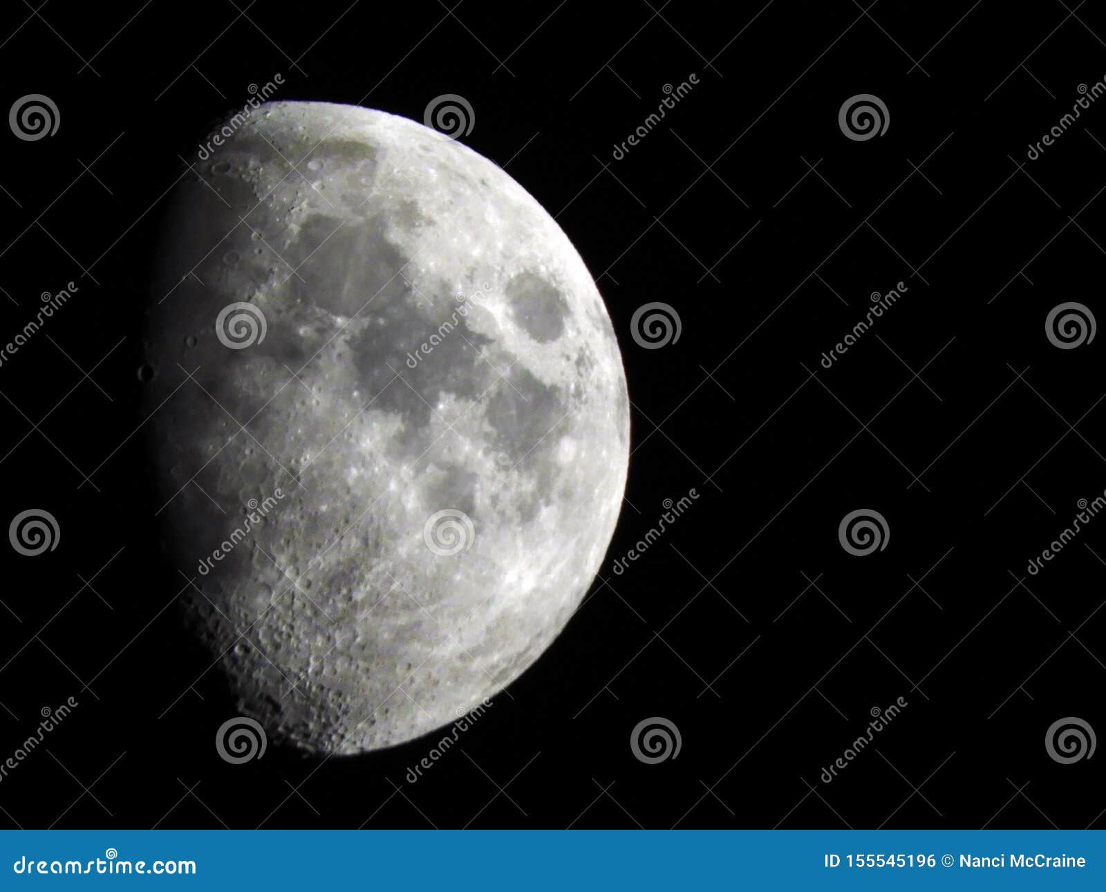 Waxing Gibbous Moon Phase August 9, 2019 Stock Photo Image of