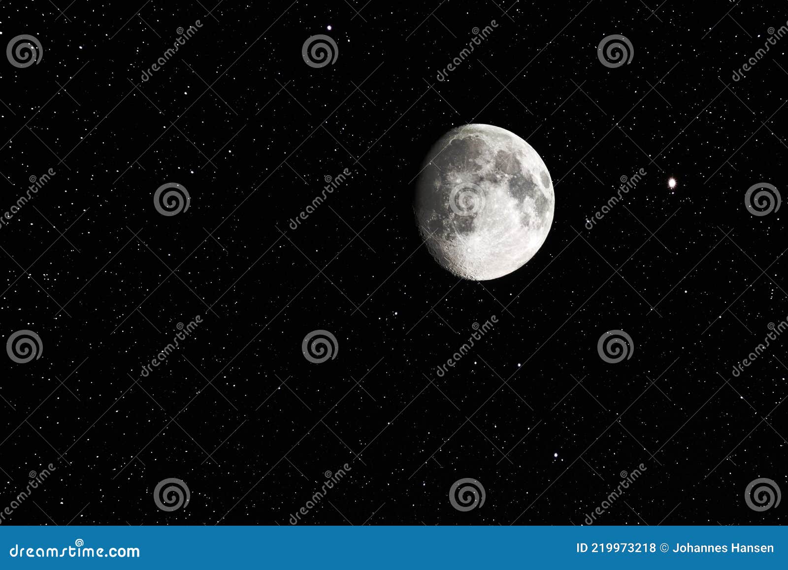 Waxing Gibbous Moon and Stars on a Clear Sky Stock Photo Image of