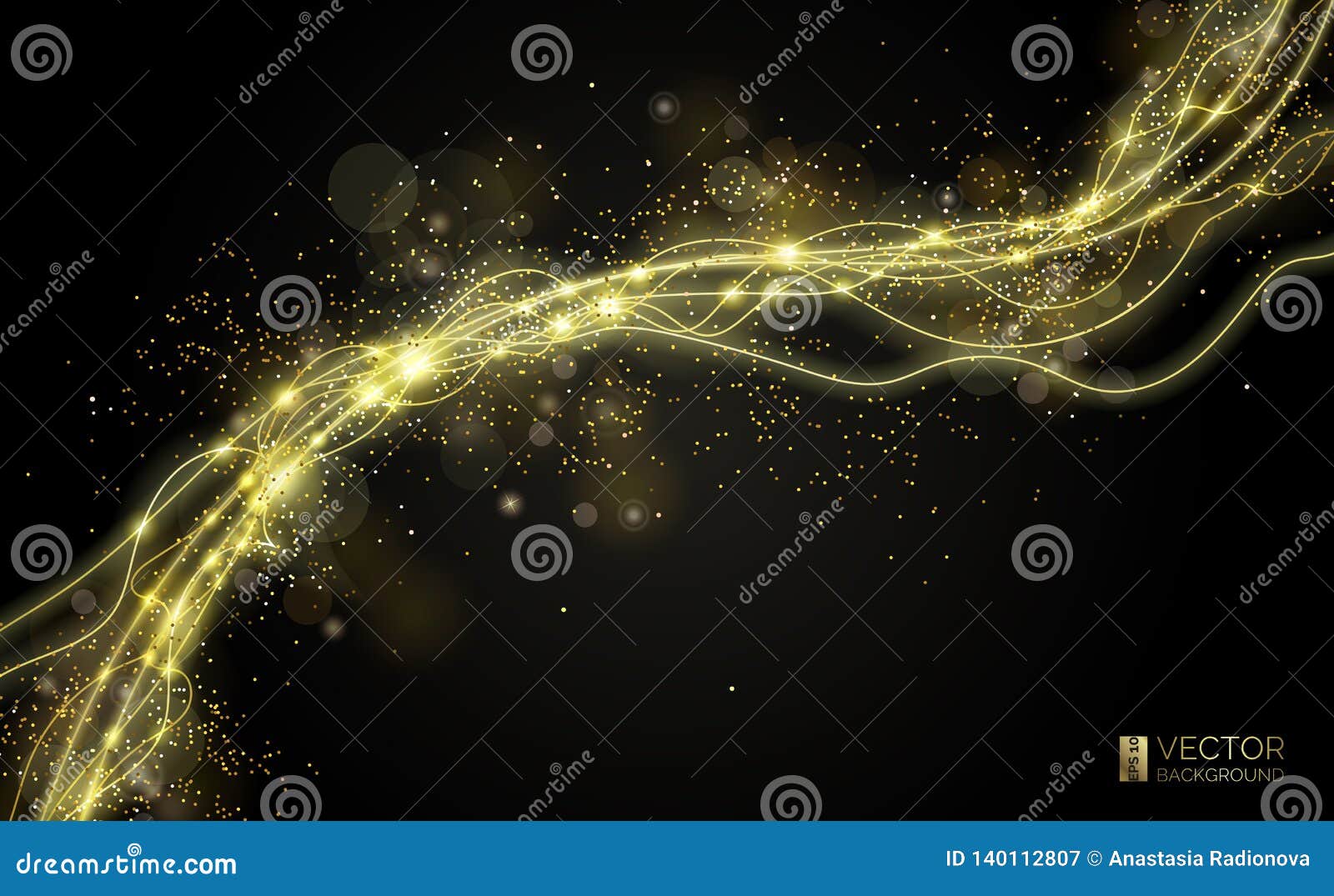 Way of Gold Dust. Wave Golden Sparkling Confetti Stock Vector ...