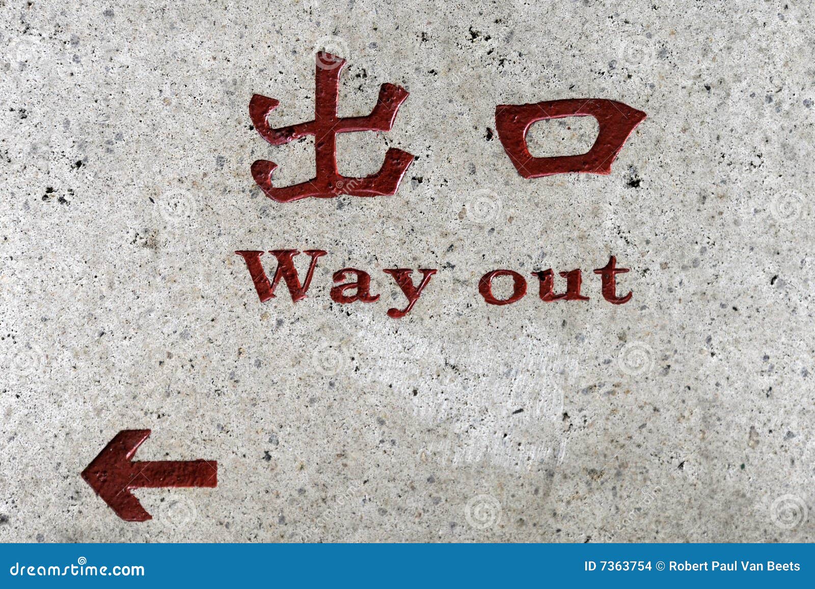 Way Out Sign in Chinese and English Stock Photo Image of sign