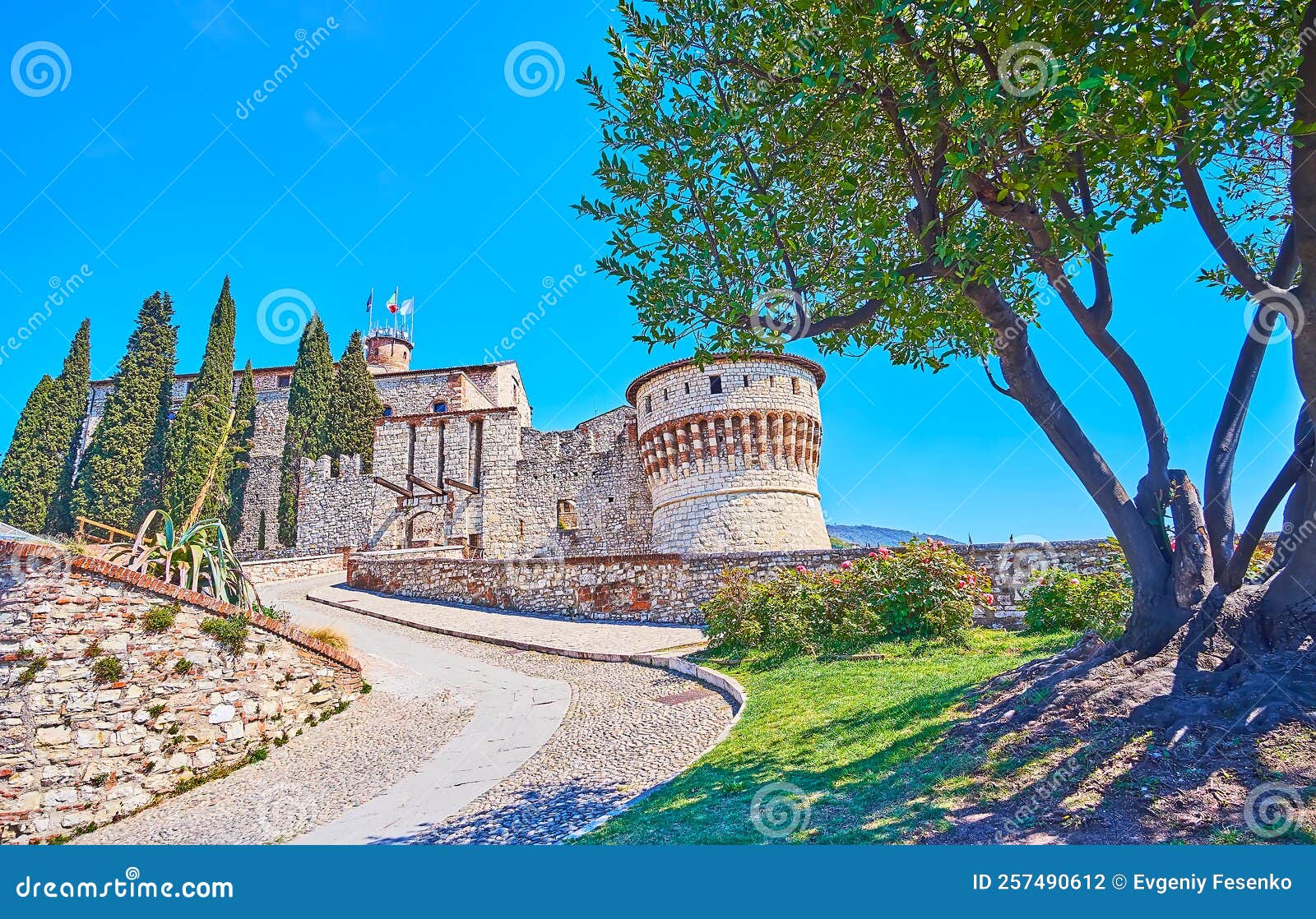 the way to the brescia castle, italy