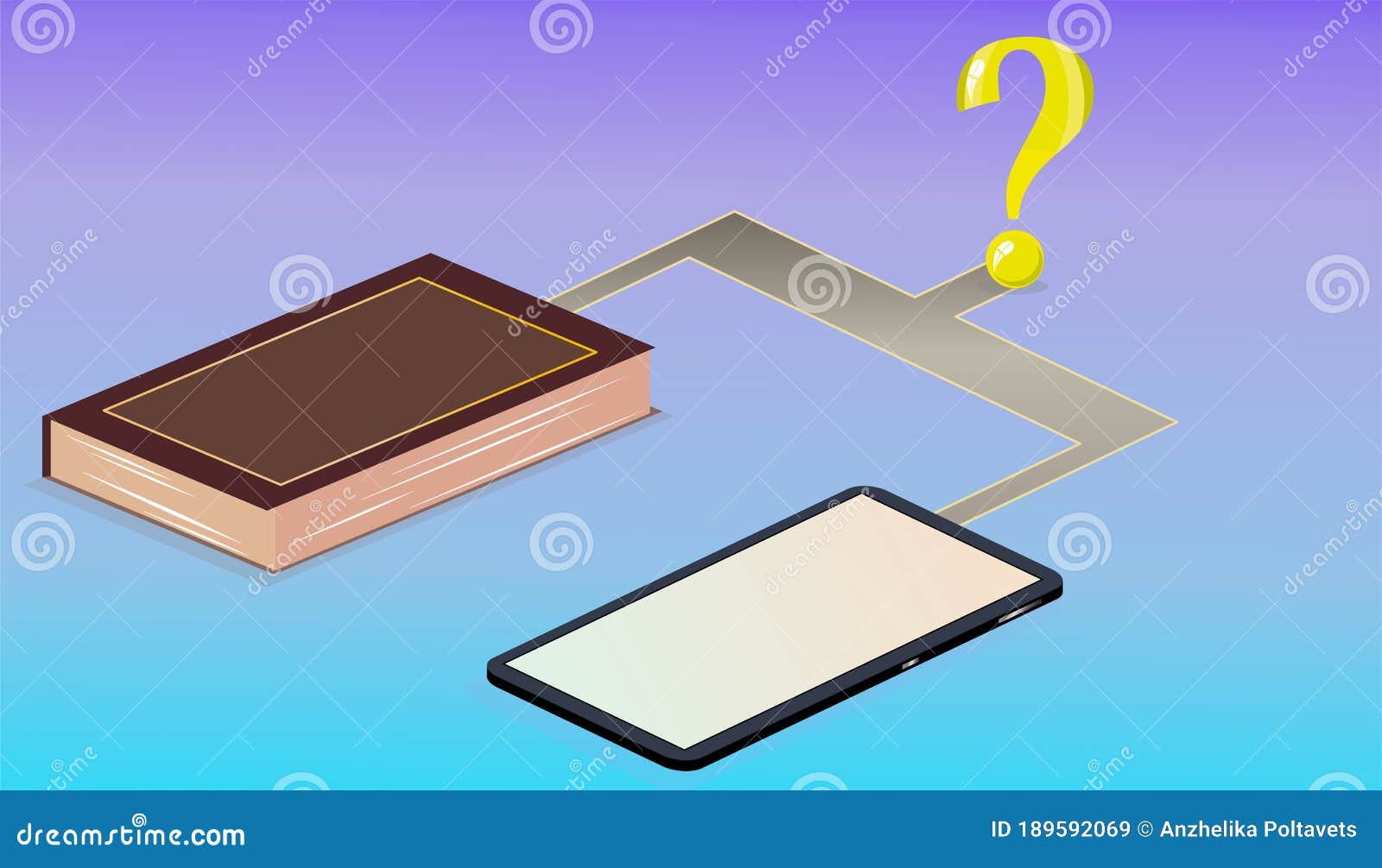 The Way To Choose between Phone and Book Stock Illustration