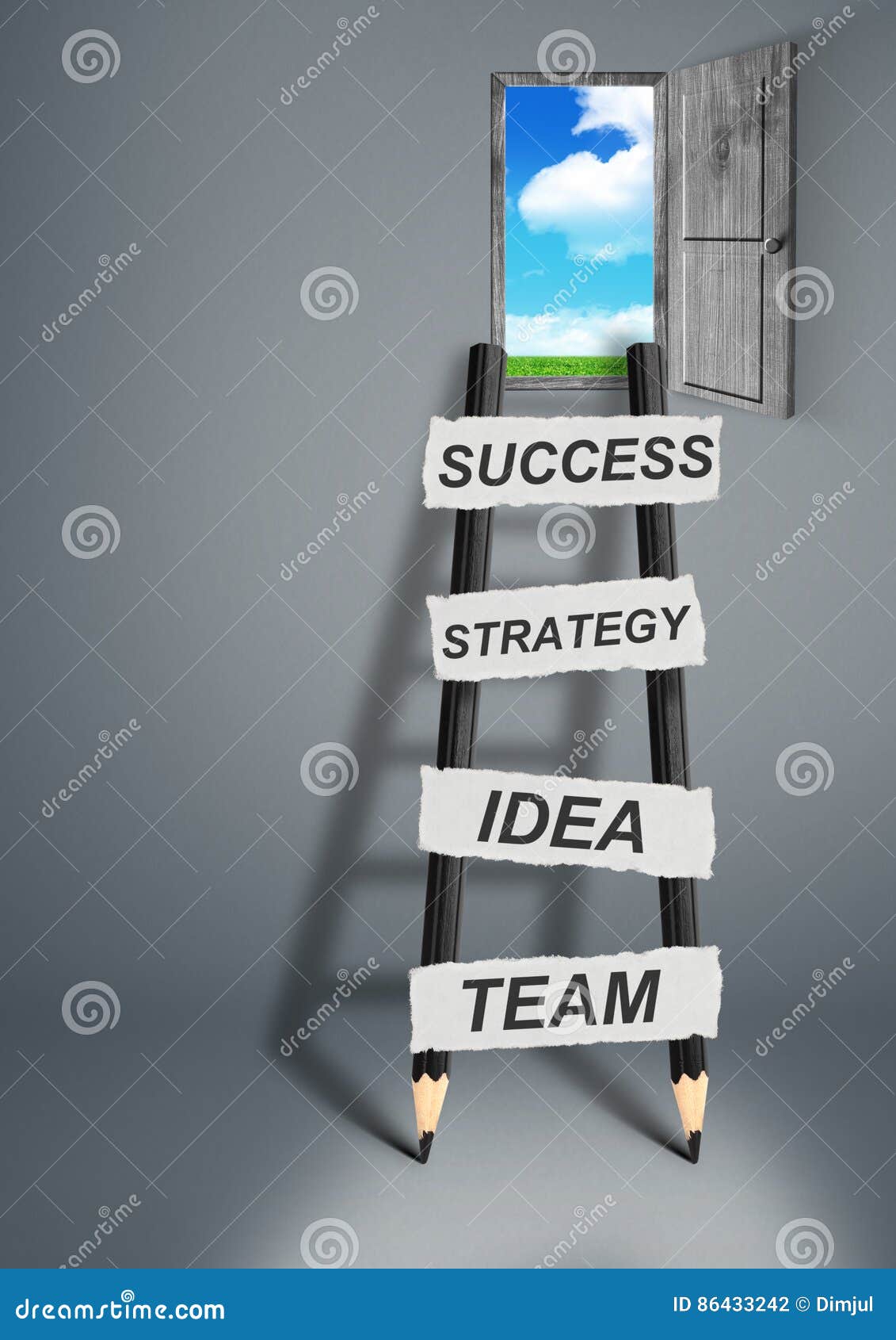 Way To Success Creative Concept, Pencil Ladder with Copy Space Stock