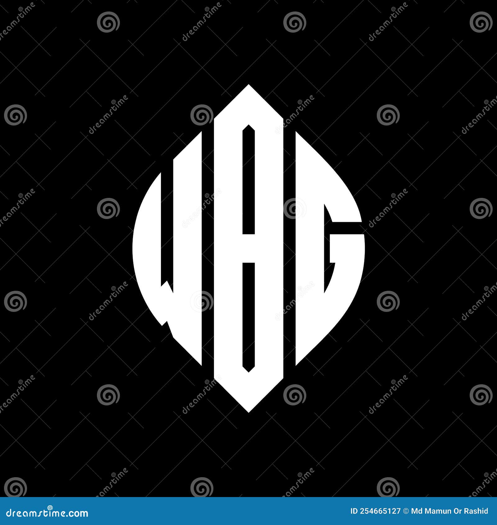 wbg circle letter logo  with circle and ellipse . wbg ellipse letters with typographic style. the three initials form a