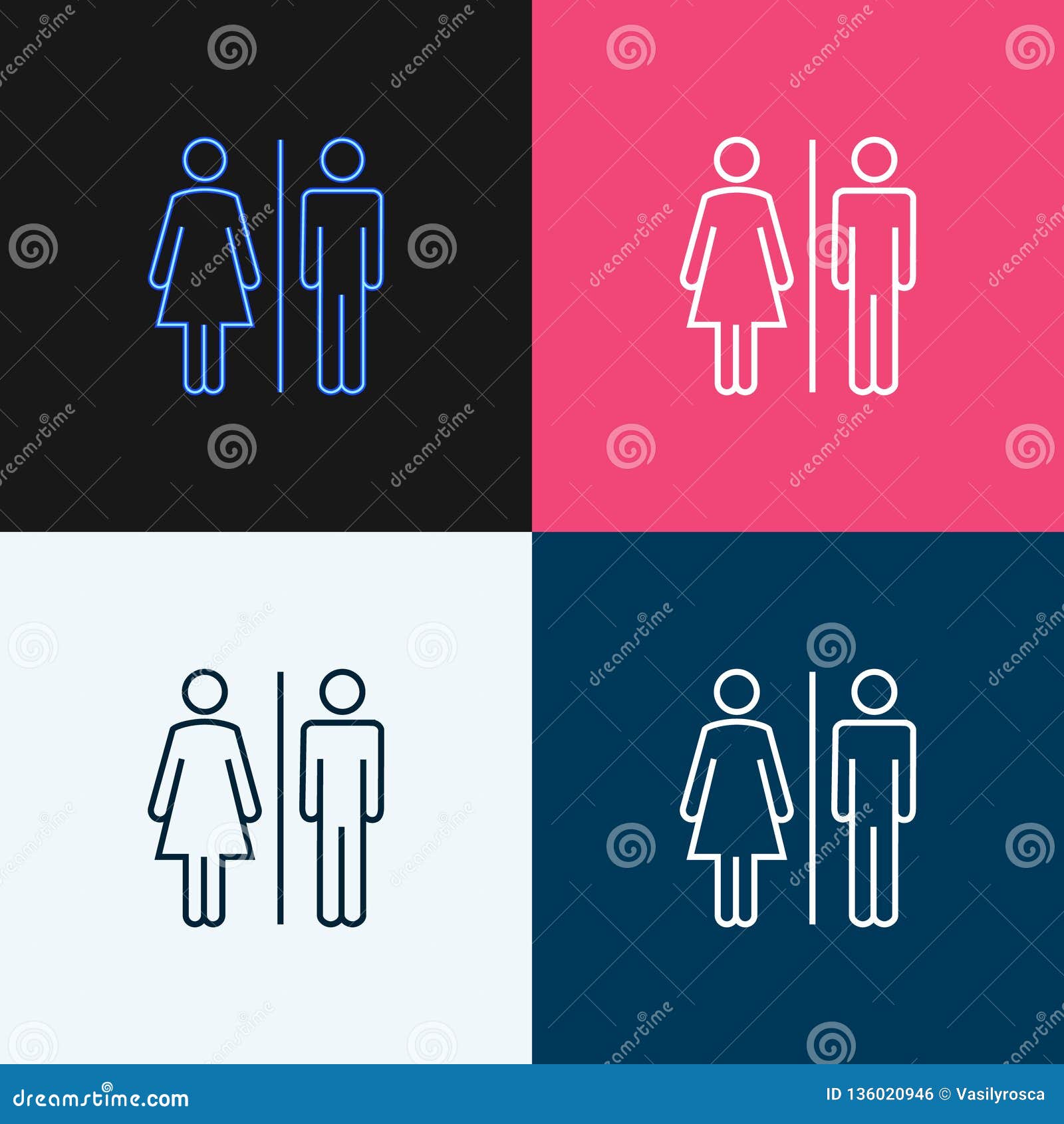 Toilet Sticker WC Door Modern Sign Stick Women Man -Wall Art Decal  Decoration