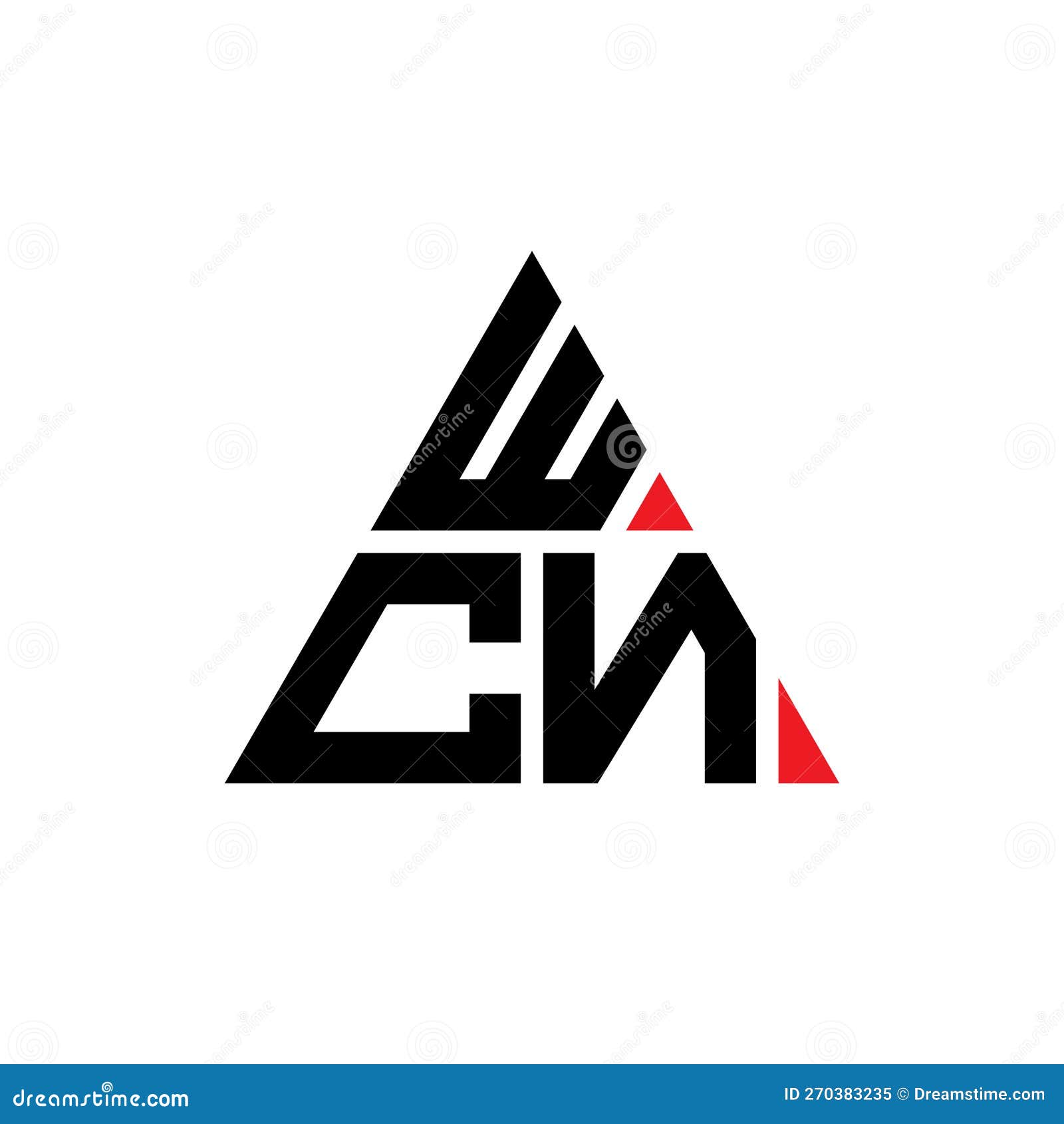 wcn triangle letter logo  with triangle . wcn triangle logo  monogram. wcn triangle  logo template with red