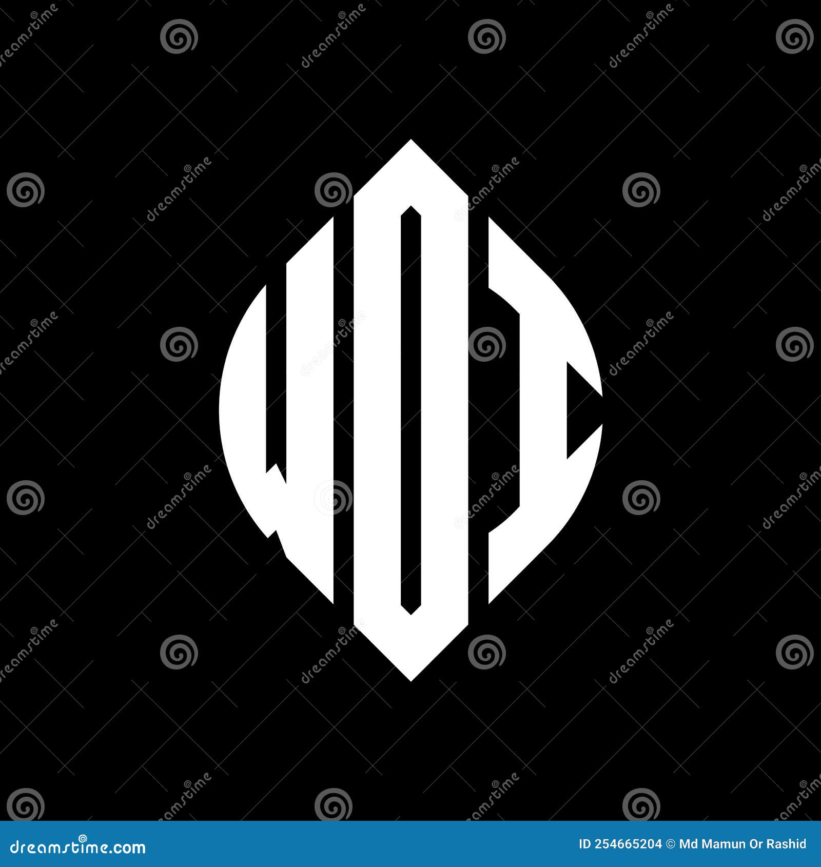 wdi circle letter logo  with circle and ellipse . wdi ellipse letters with typographic style. the three initials form a