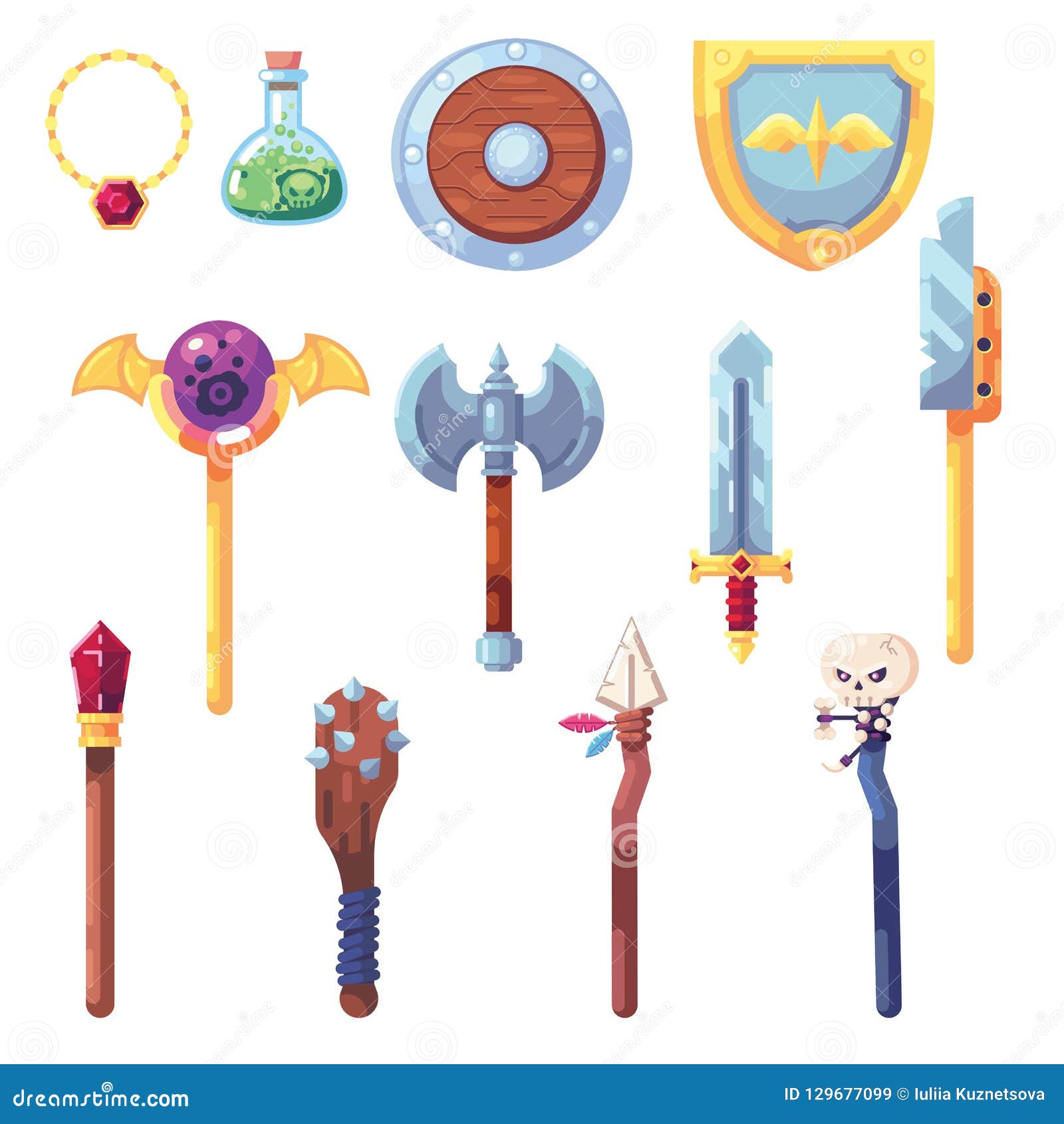 weapon rpg game set equipment loot booty bow sword wand staff poison things artifact inventory 